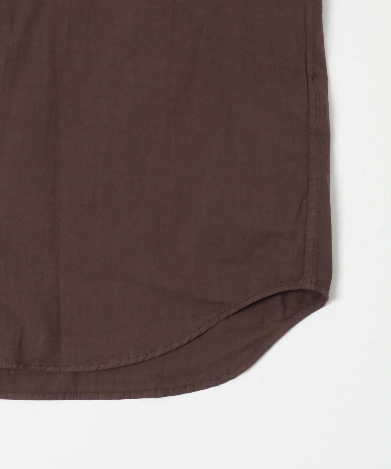STILL BY HAND　GARMENTDYE BANDCOLLAR SHIRTS BROWN 46