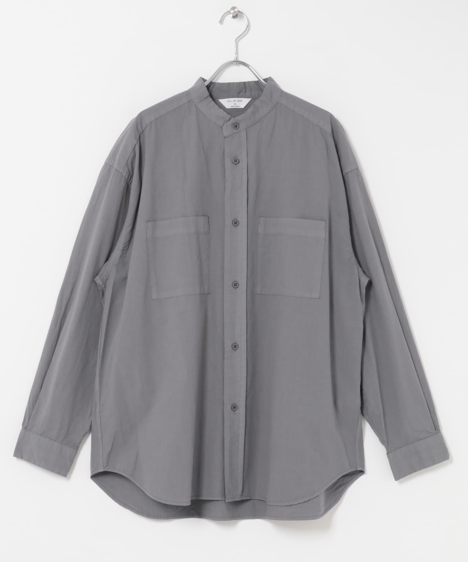 STILL BY HAND　GARMENTDYE BANDCOLLAR SHIRTS SLATE GREY 46