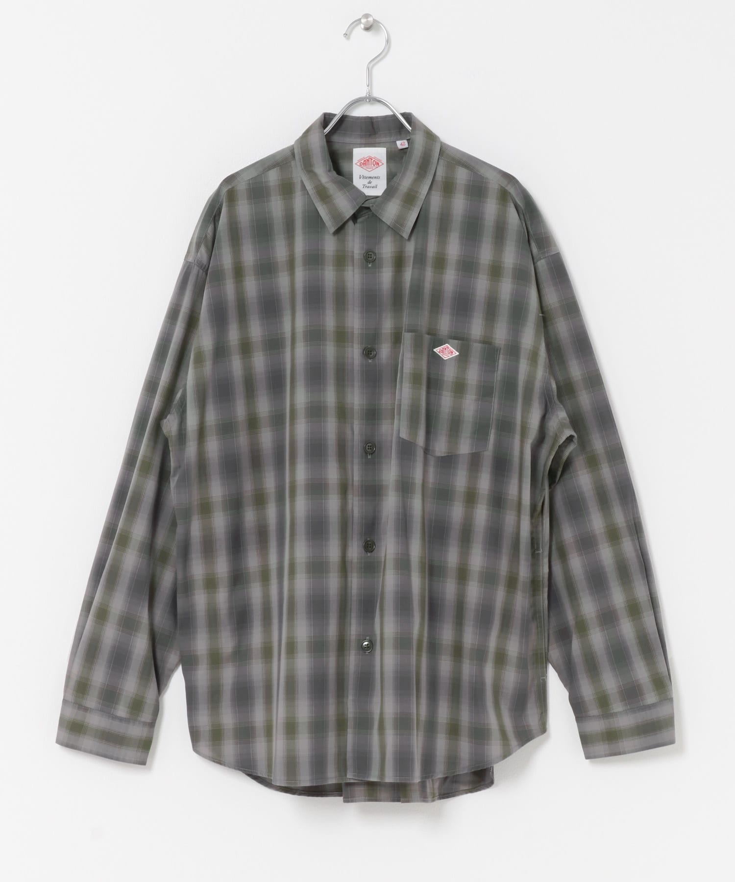 DANTON　WORK SHIRTS GRY/OLV 38