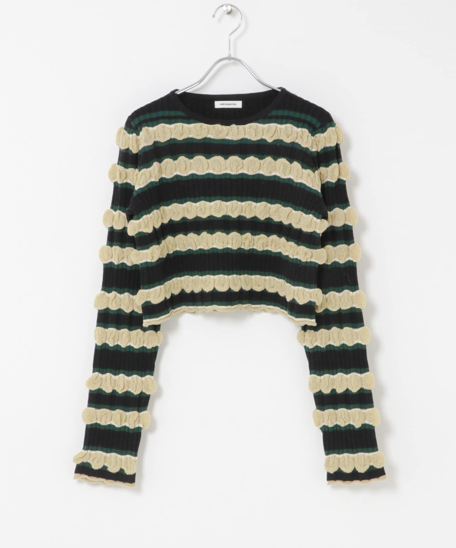 OPEN SESAME CLUB　MULTI BORDER CROPPED TOP