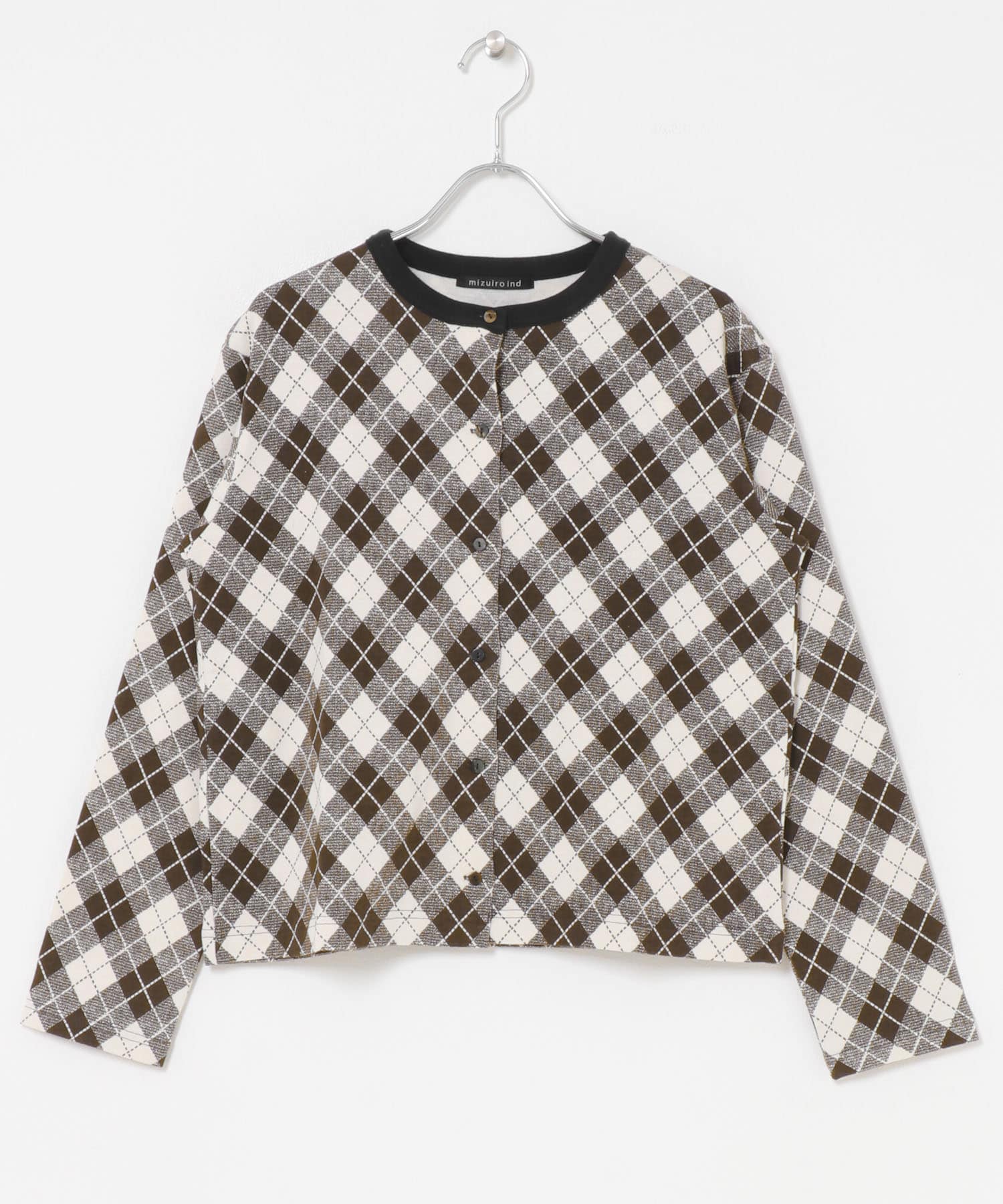 mizuiro ind　ARGYLE PRINT CARDIGAN