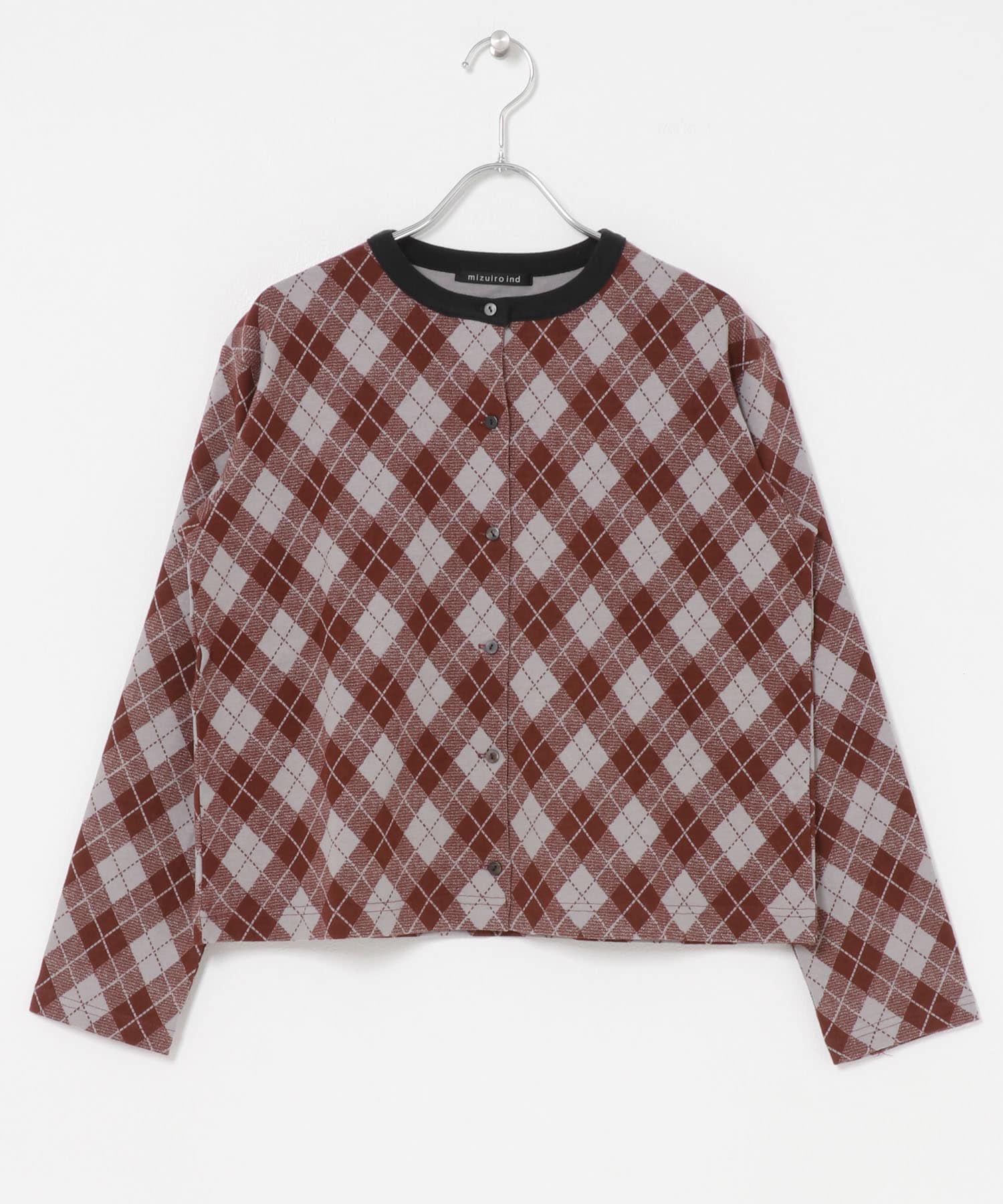 mizuiro ind　ARGYLE PRINT CARDIGAN