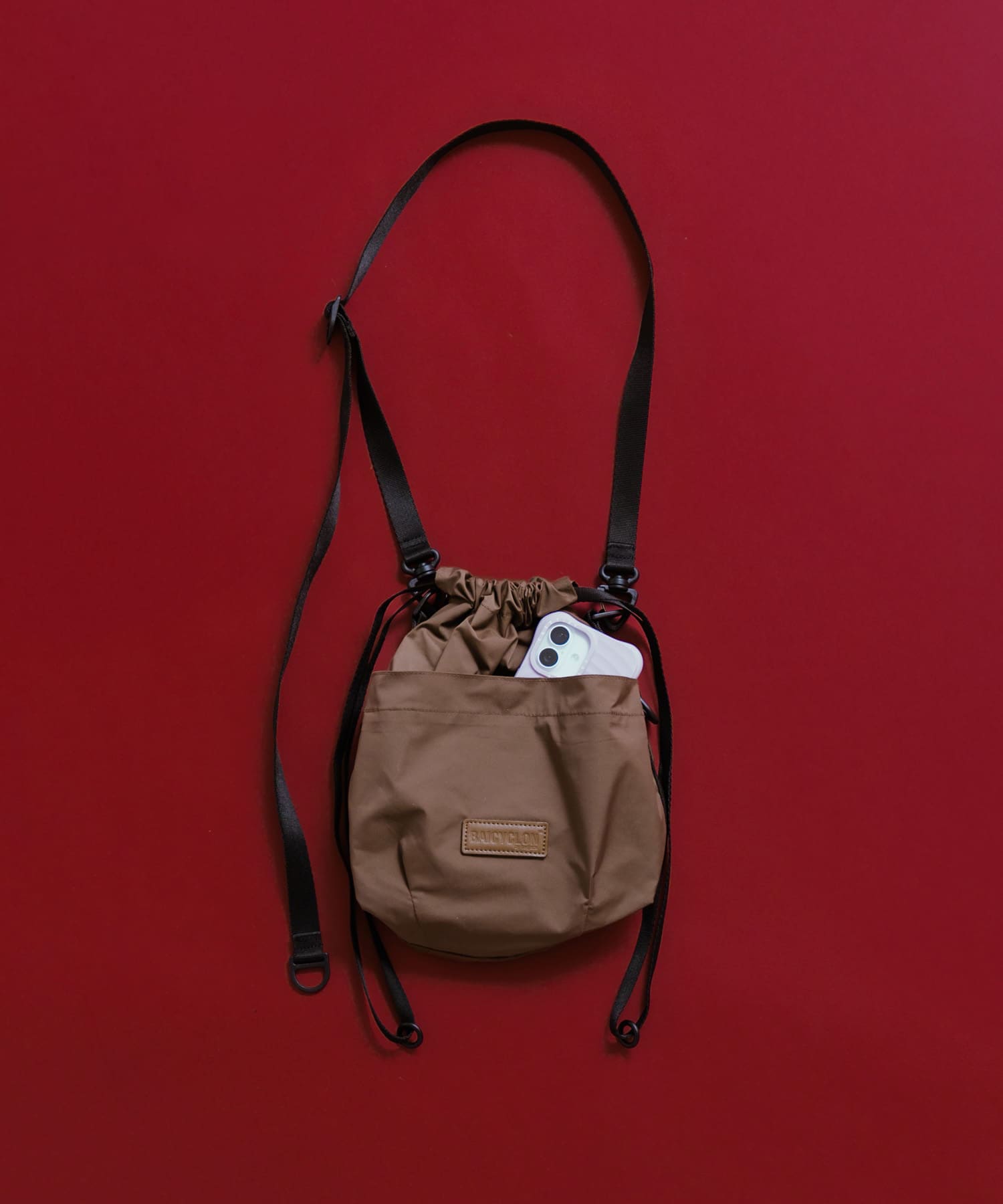 BAICYCLON　EXCLUSIVE DRAW STRING BAG BROWN Free
