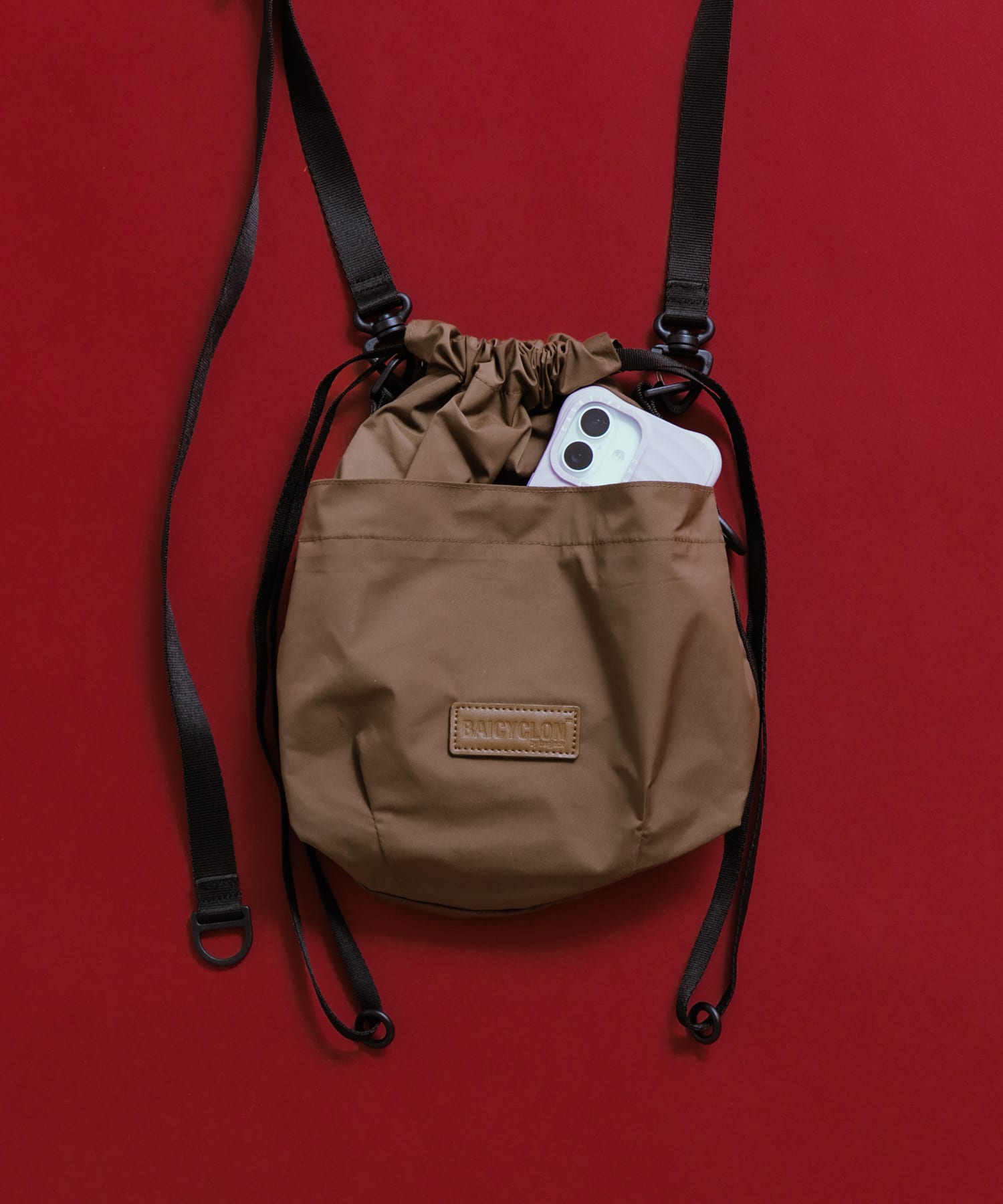 BAICYCLON　EXCLUSIVE DRAW STRING BAG BROWN Free