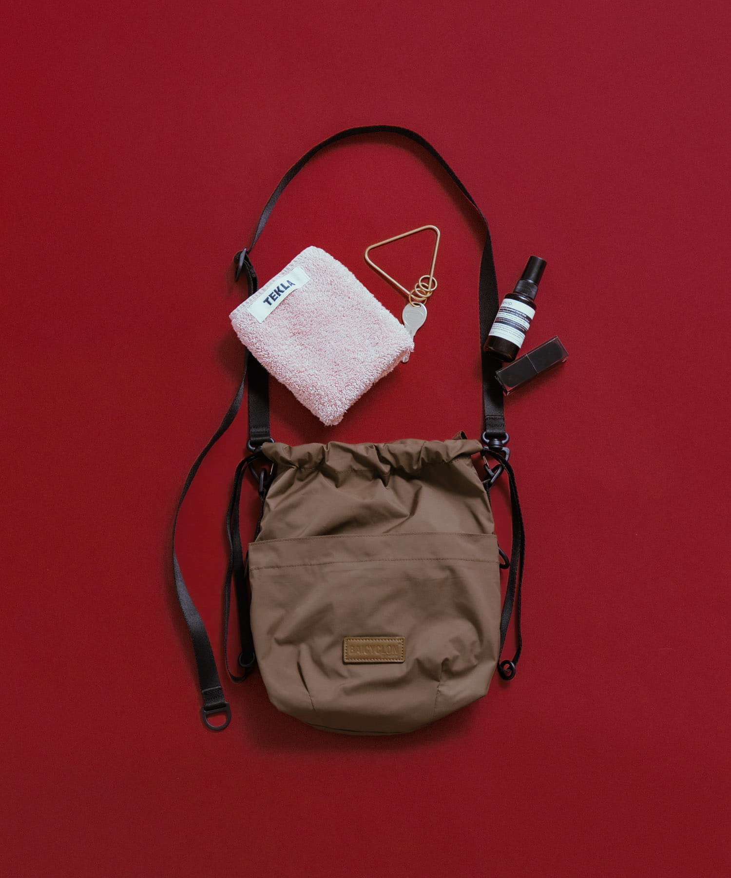 BAICYCLON　EXCLUSIVE DRAW STRING BAG BROWN Free