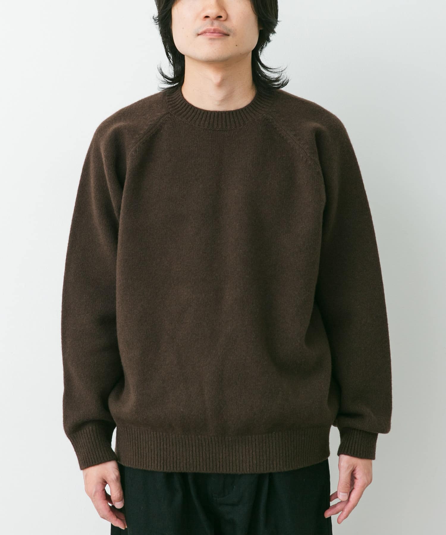 YOKO SAKAMOTO RAGLAN CREW NECK KNIT(M BLACK): トップス｜URBAN