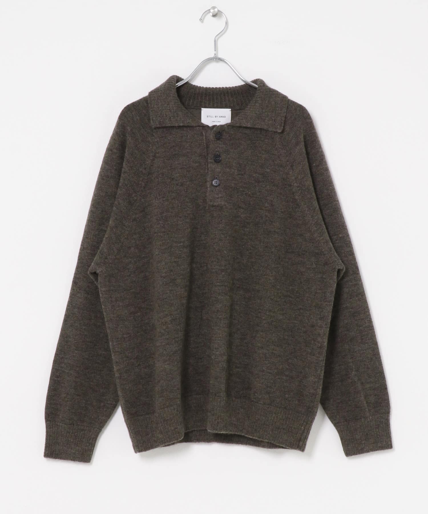 STILL BY HAND　WOOL MOHAIR 10G PULLOVER ASH BROWN 46