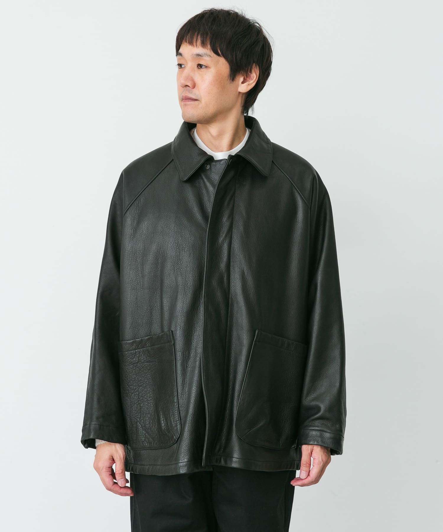 STILL BY HAND LEATHER HALF COAT(46 BLACK): アウター｜URBAN