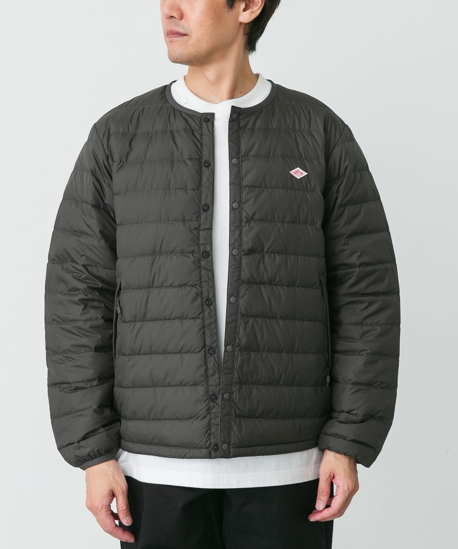 美品DANTONクルーネック インナーダウンジャケットXLサイズ　ドローコード DANTON INNER DOWN CREW-NECK JACKET(M BLACK): アウター｜URBAN