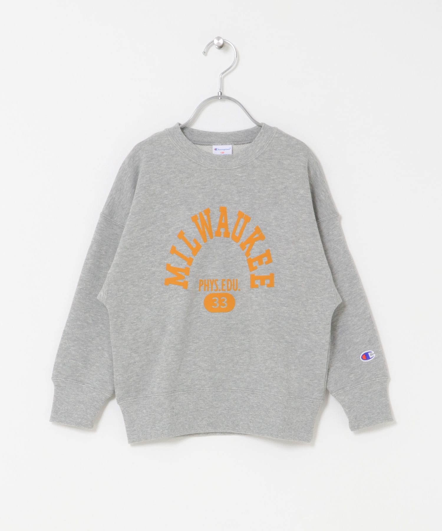 『別注』Champion×DOORS　フロッキープリント SWEATSHIRTS(KIDS) OXFORDGRAY 105