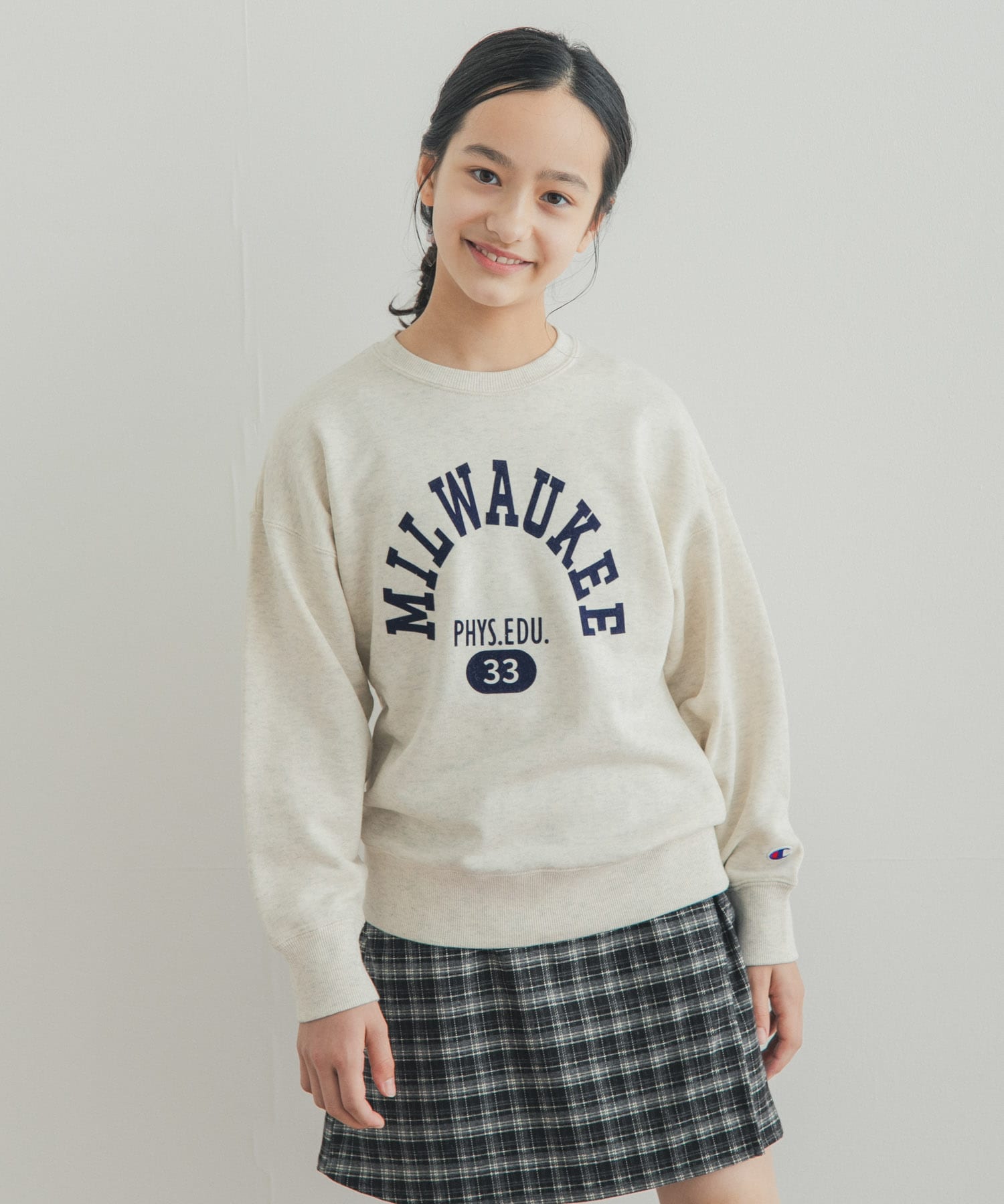 150サイズ』『別注』Champion×DOORS フロッキープリント SWEATSHIRTS