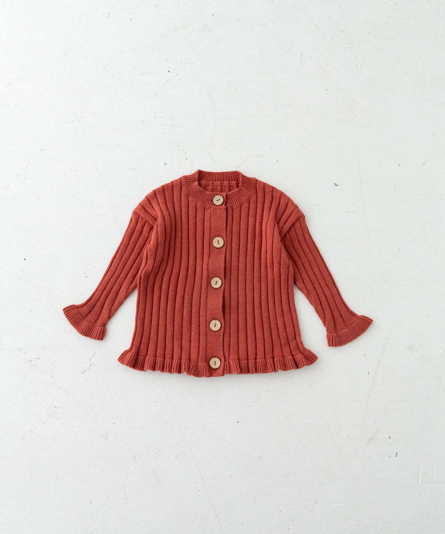 Solii+Sola　KNIT FRILL CARDIGAN(KIDS) RUST 106cm