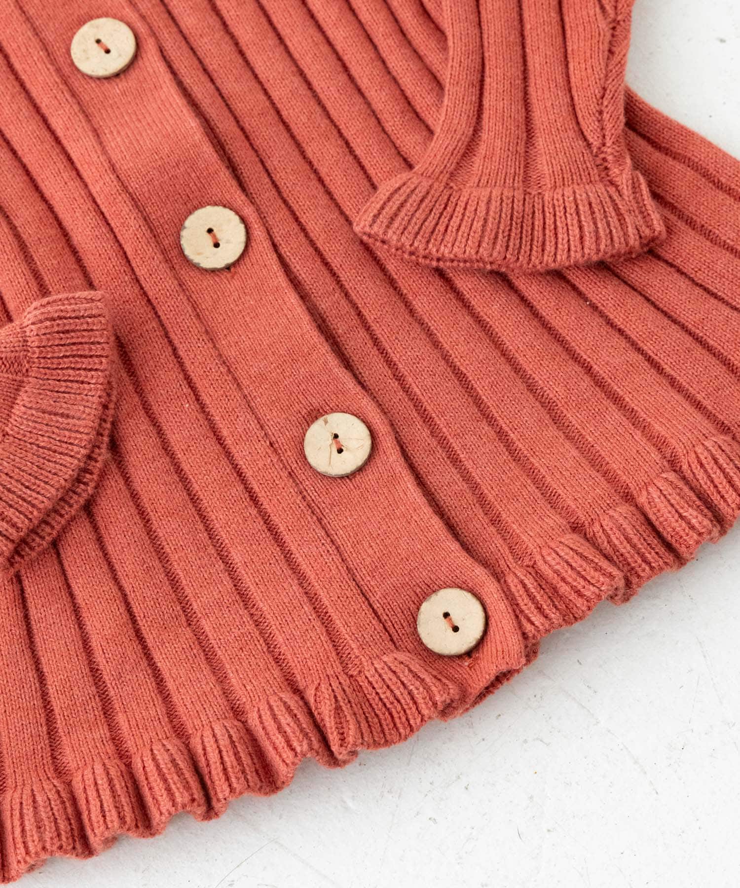 Solii+Sola　KNIT FRILL CARDIGAN(KIDS) RUST 106cm