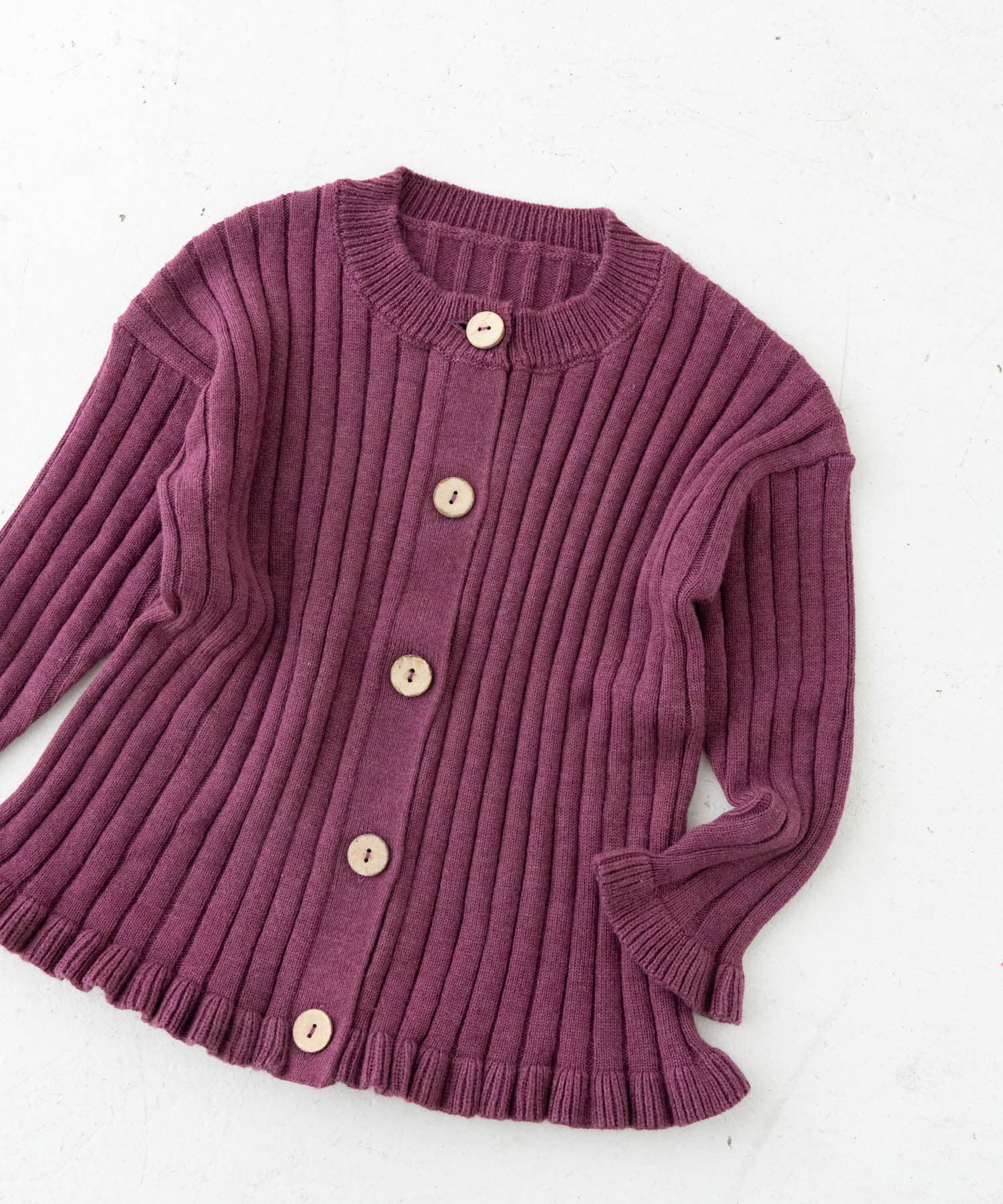 Solii+Sola　KNIT FRILL CARDIGAN(KIDS) GRAPE 106cm