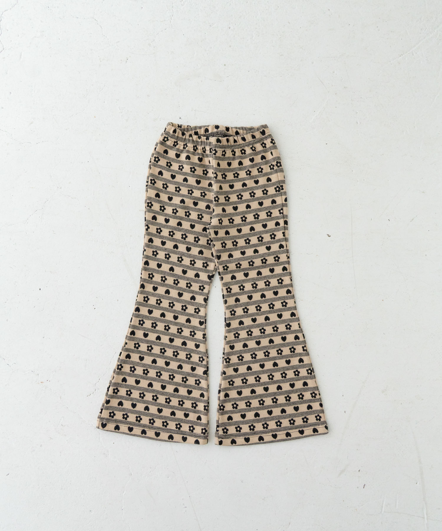 Solii+Sola　FLOWER HEART PANTS(KIDS) BEIGEBLACK 106cm