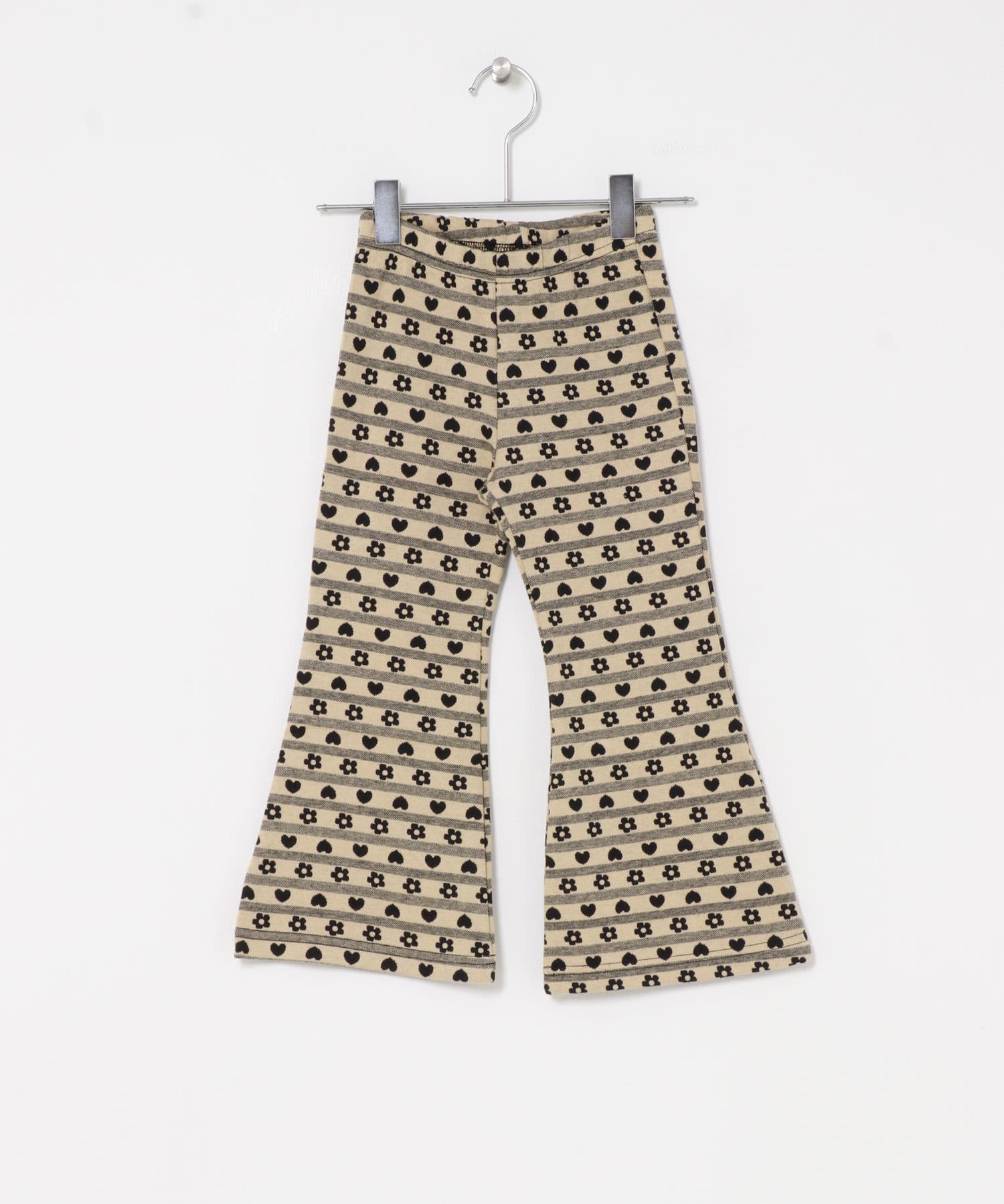 Solii+Sola　FLOWER HEART PANTS(KIDS) BEIGEBLACK 106cm