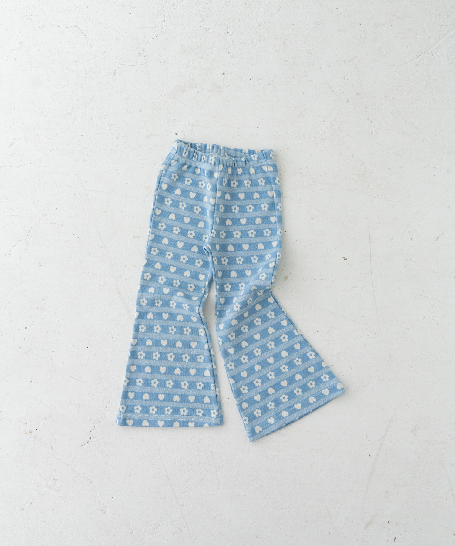 Solii+Sola　FLOWER HEART PANTS(KIDS) BLUE-IVORY 106cm