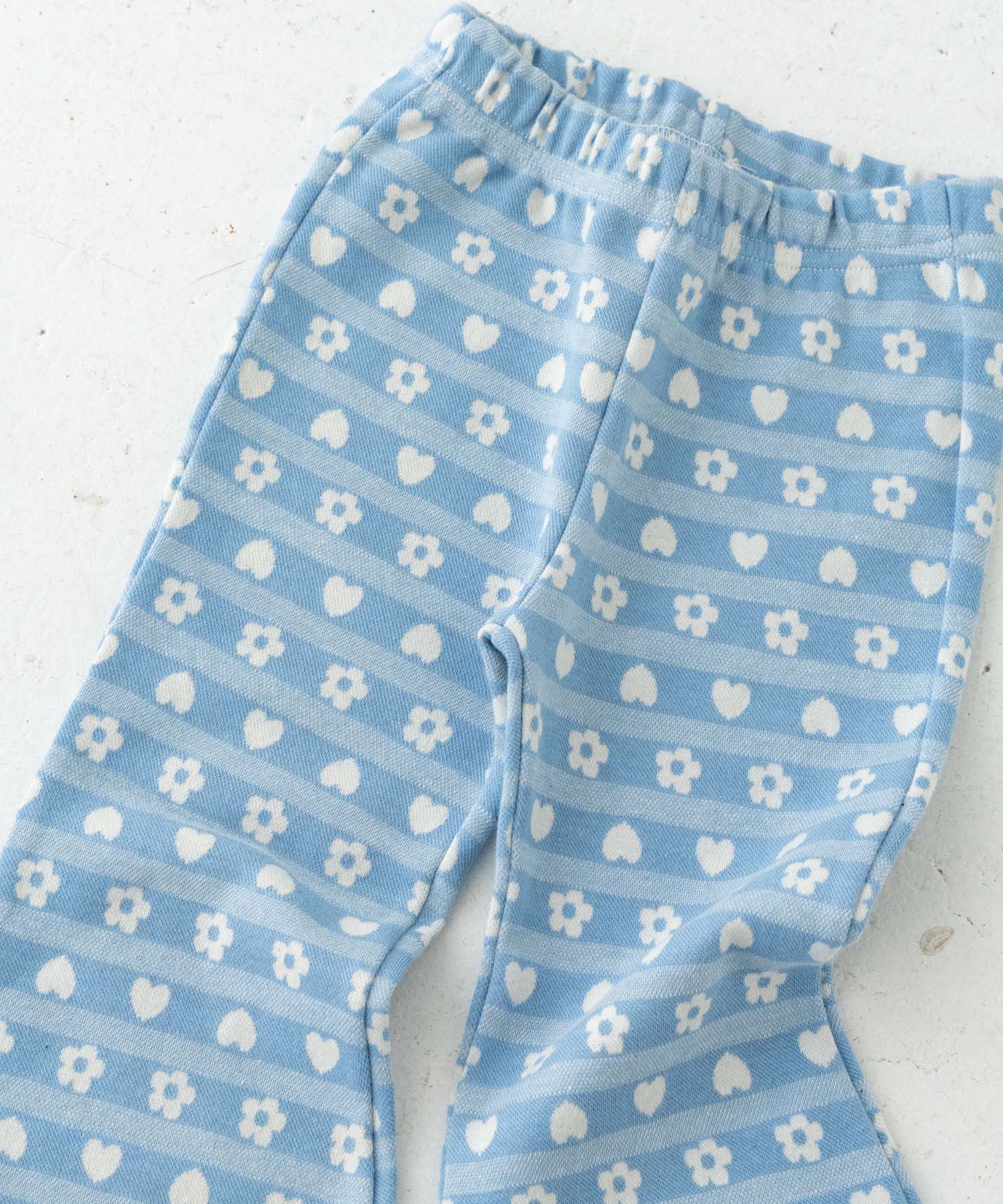 Solii+Sola　FLOWER HEART PANTS(KIDS) BLUE-IVORY 106cm