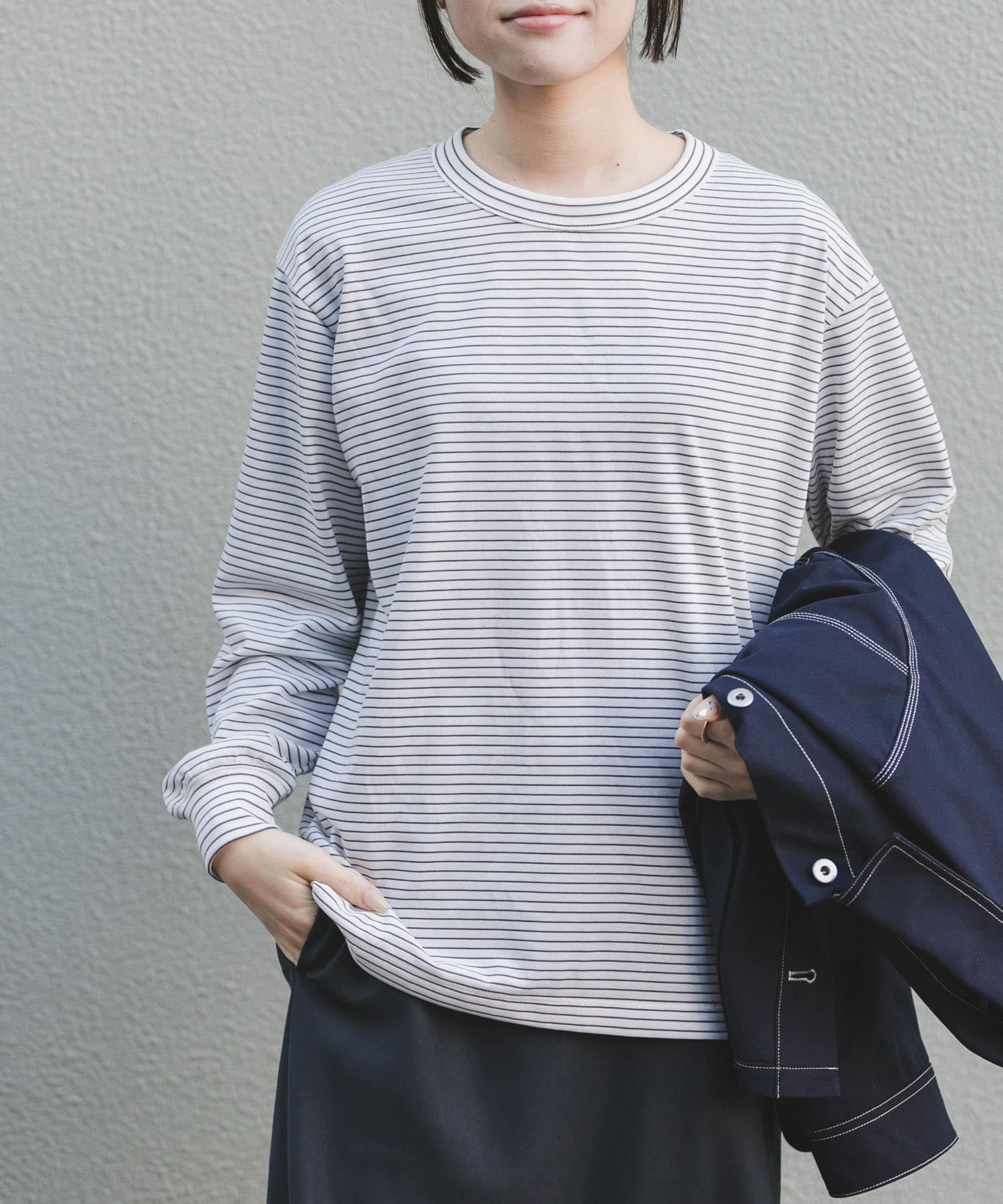 FORK&SPOON　CAVEボーダーロングスリーブTシャツ