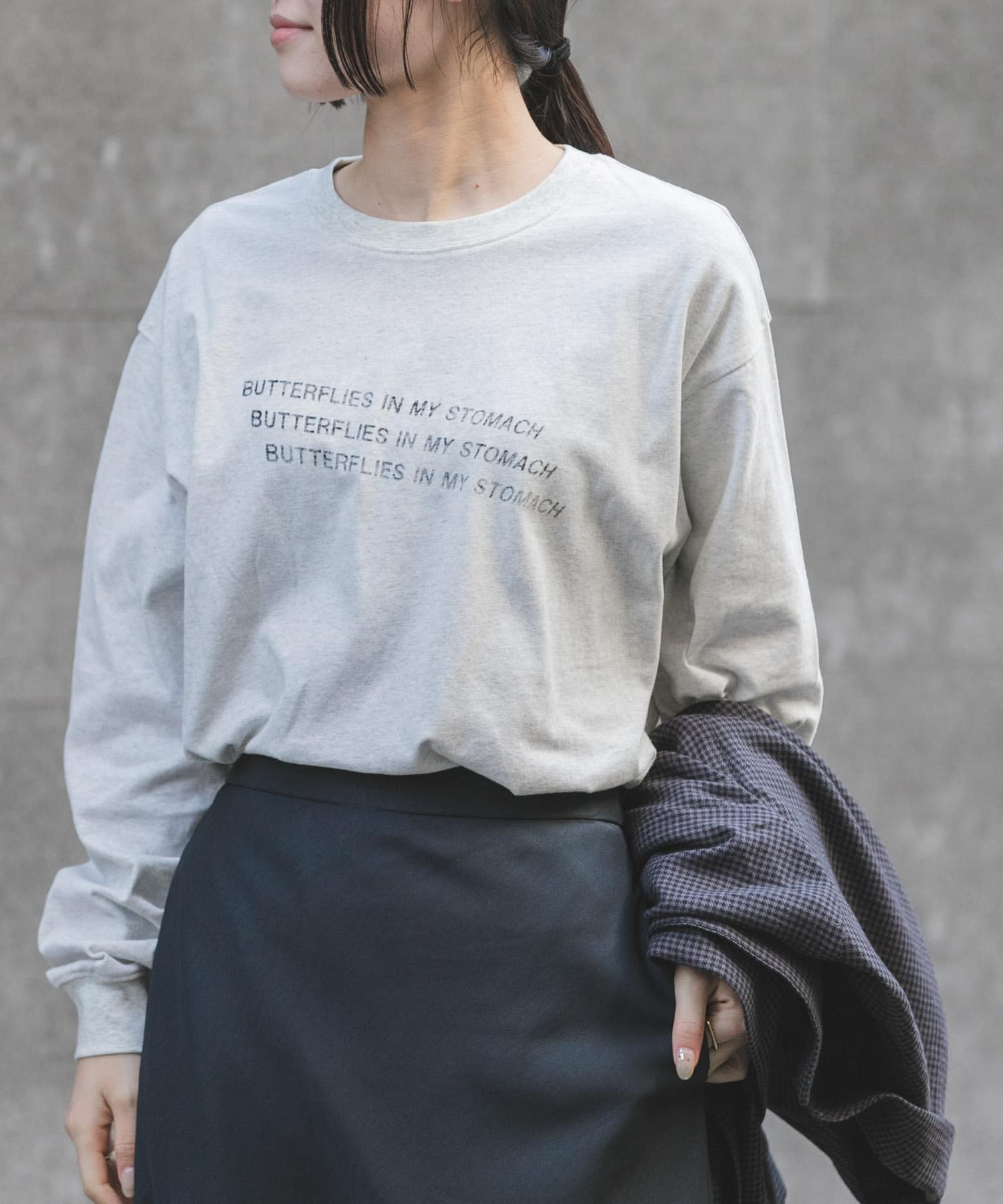 FORK&SPOON　ピグメントプリントロングスリーブTシャツ