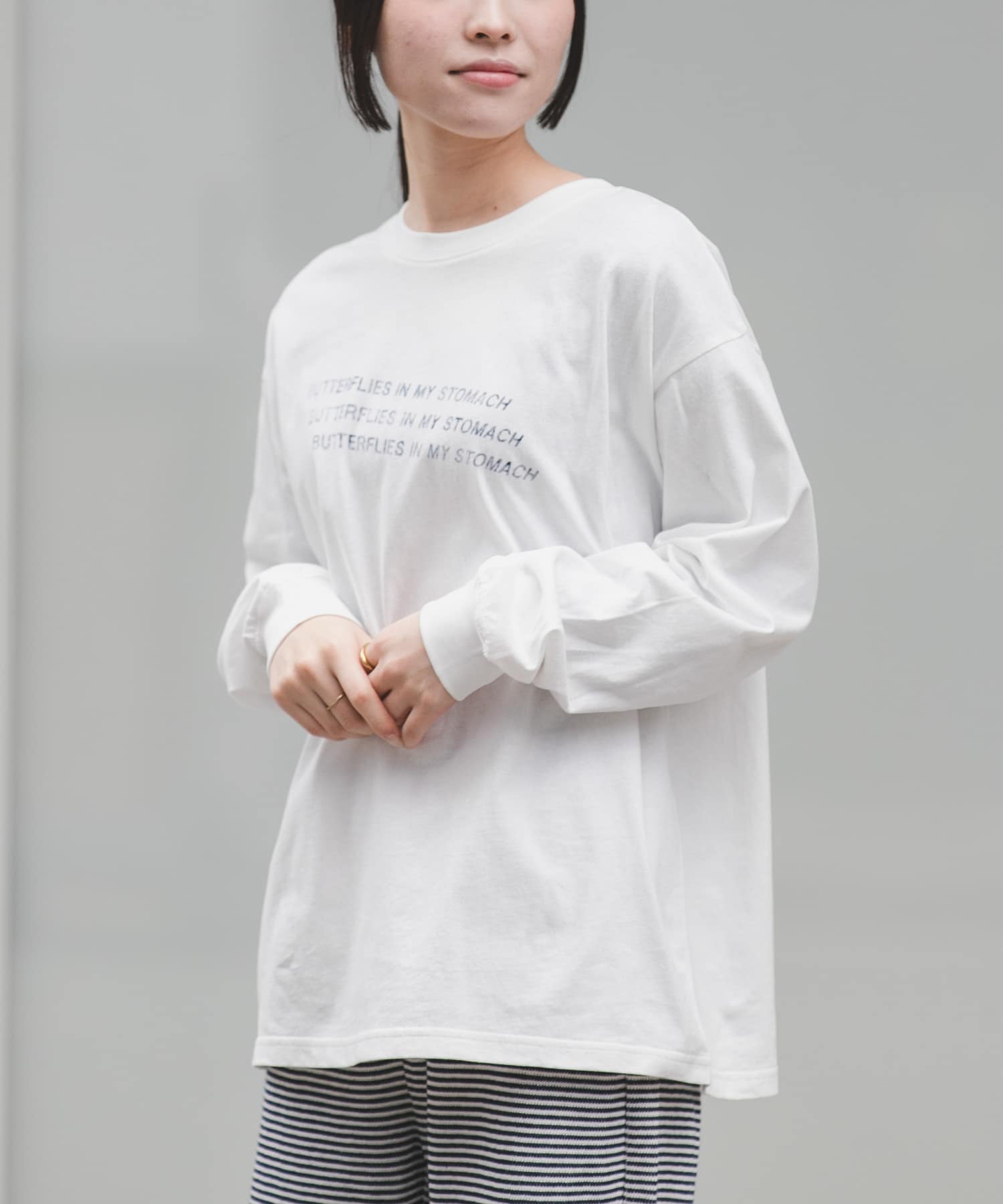 FORK&SPOON　ピグメントプリントロングスリーブTシャツ