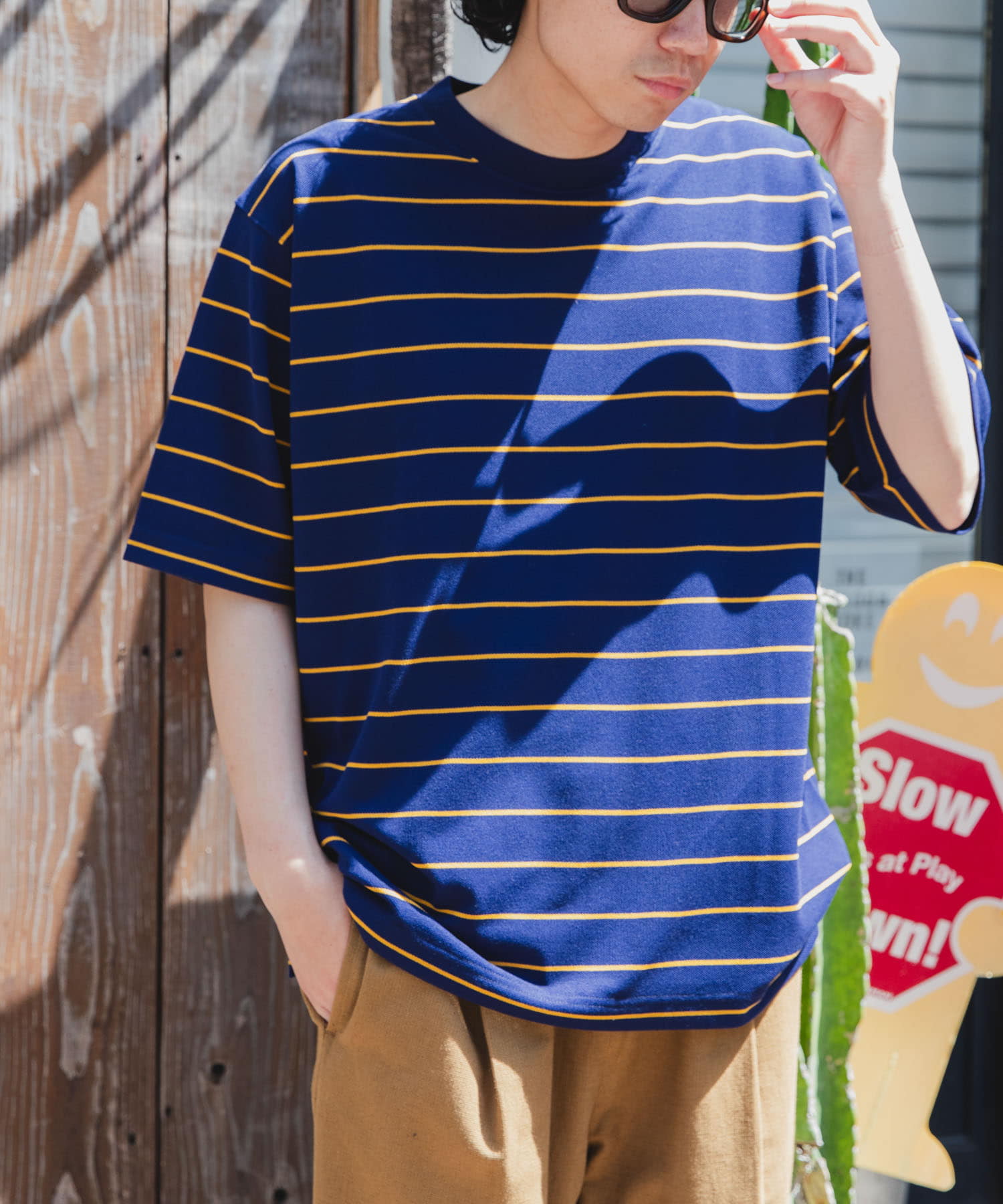 FORK&SPOON　PEカノコボーダーショートスリーブTシャツ