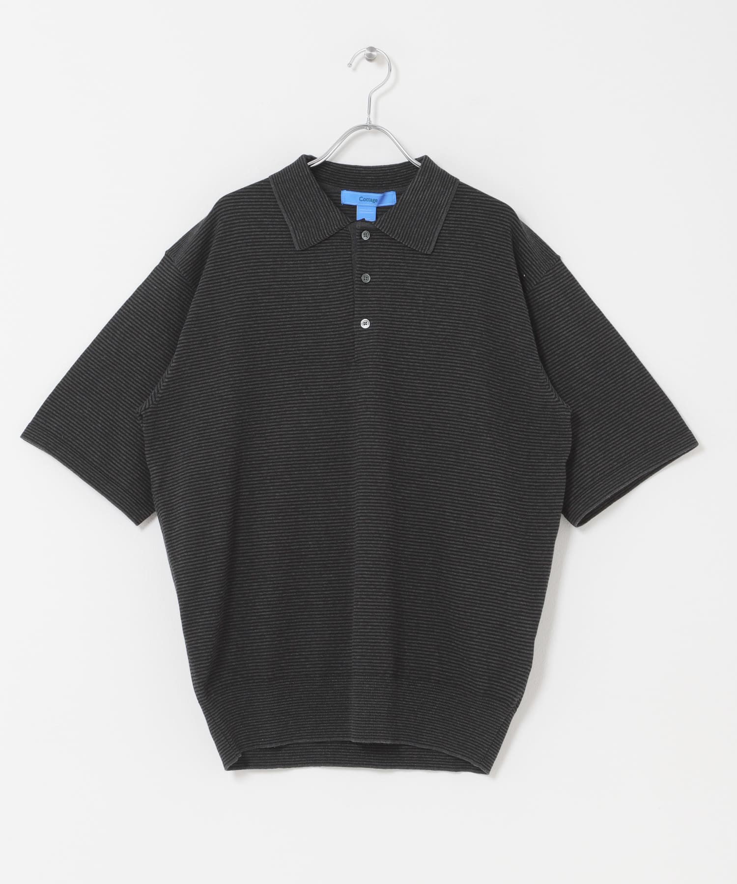 FORK&SPOON　ボーダーショートスリーブニットポロ CCLxBLK 4