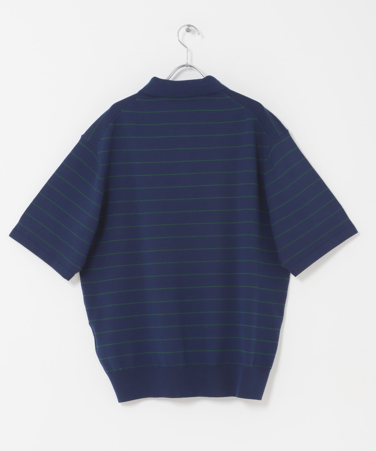 FORK&SPOON　ボーダーショートスリーブニットポロ NVYｘGRN 4
