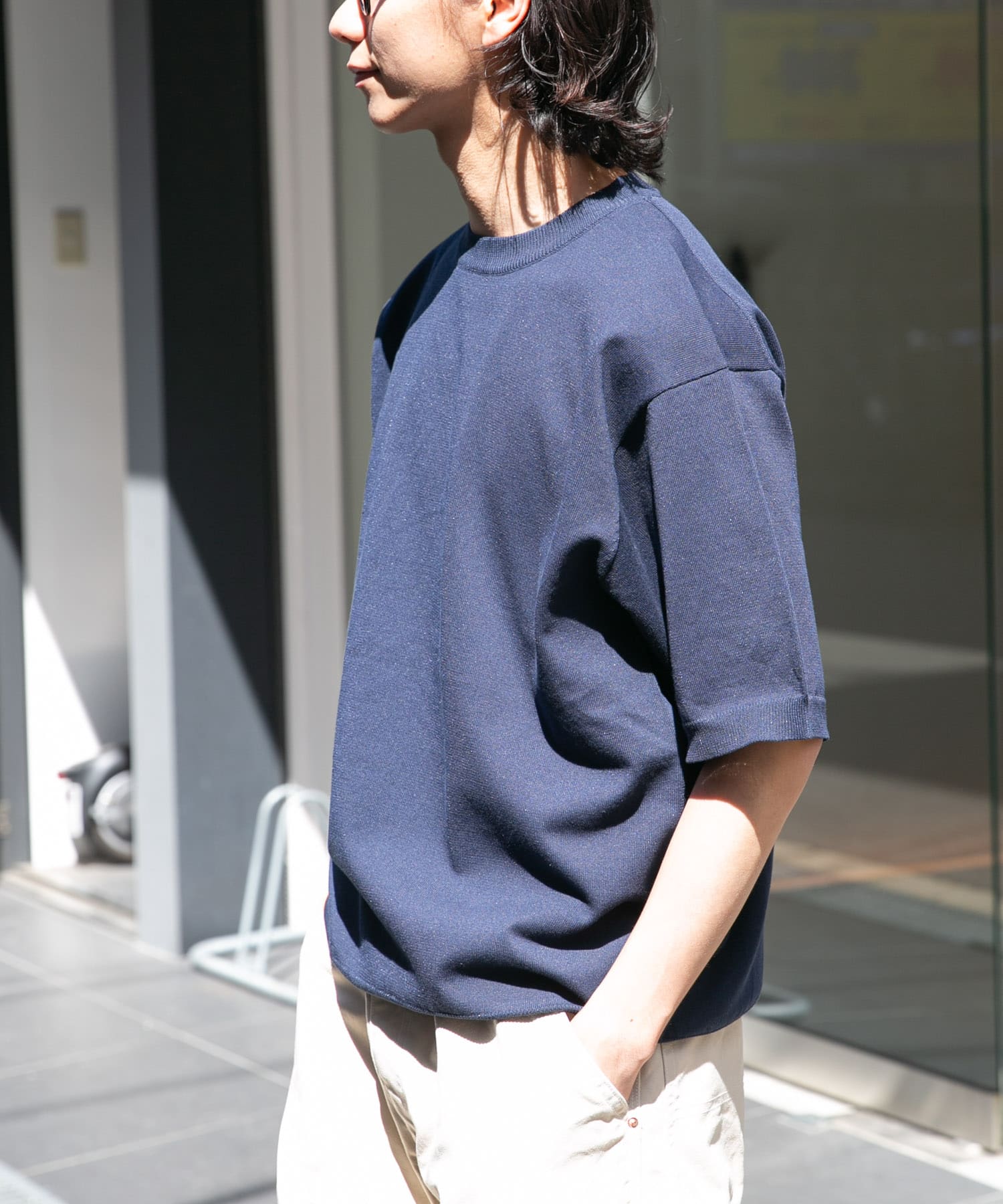 FORK&SPOON　クルーネックニットTシャツ