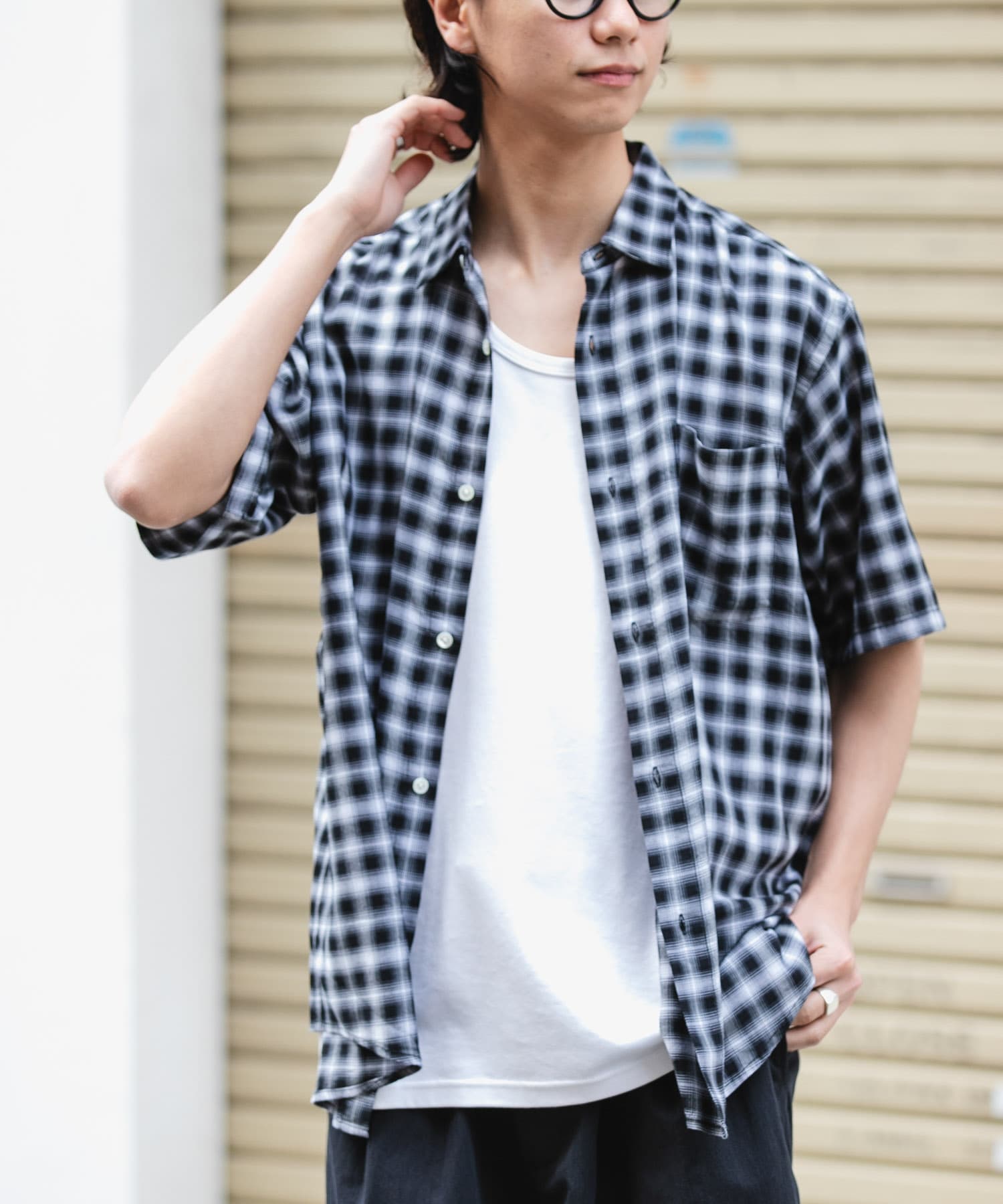 FORK&SPOON　コットンレーヨンチェックシャツ