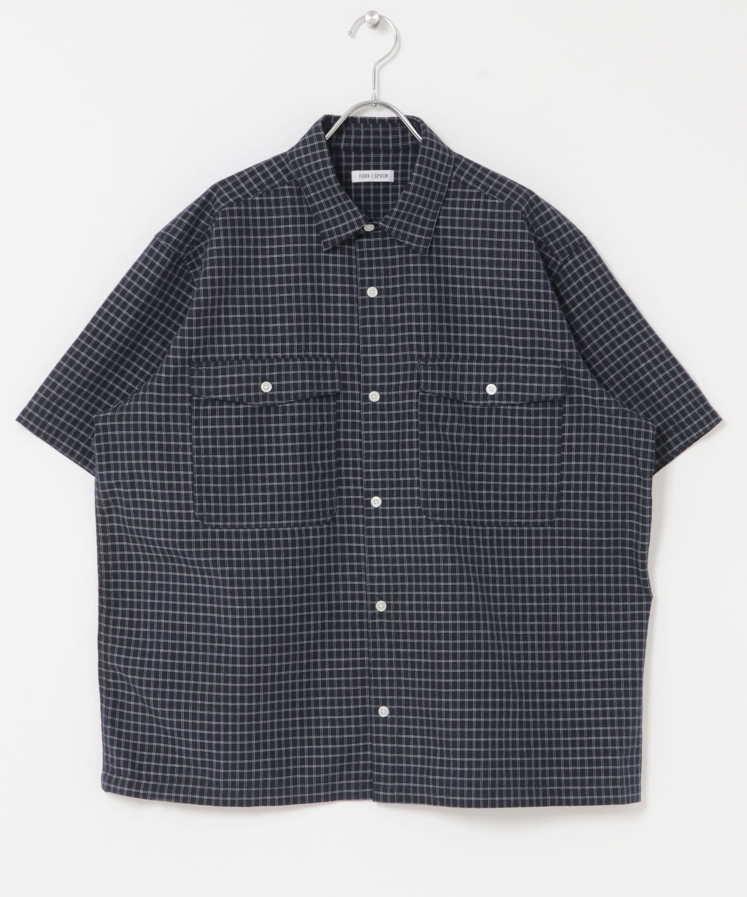 FORK&SPOON　Wポケットショートスリーブシャツ NAVY CHECK 4