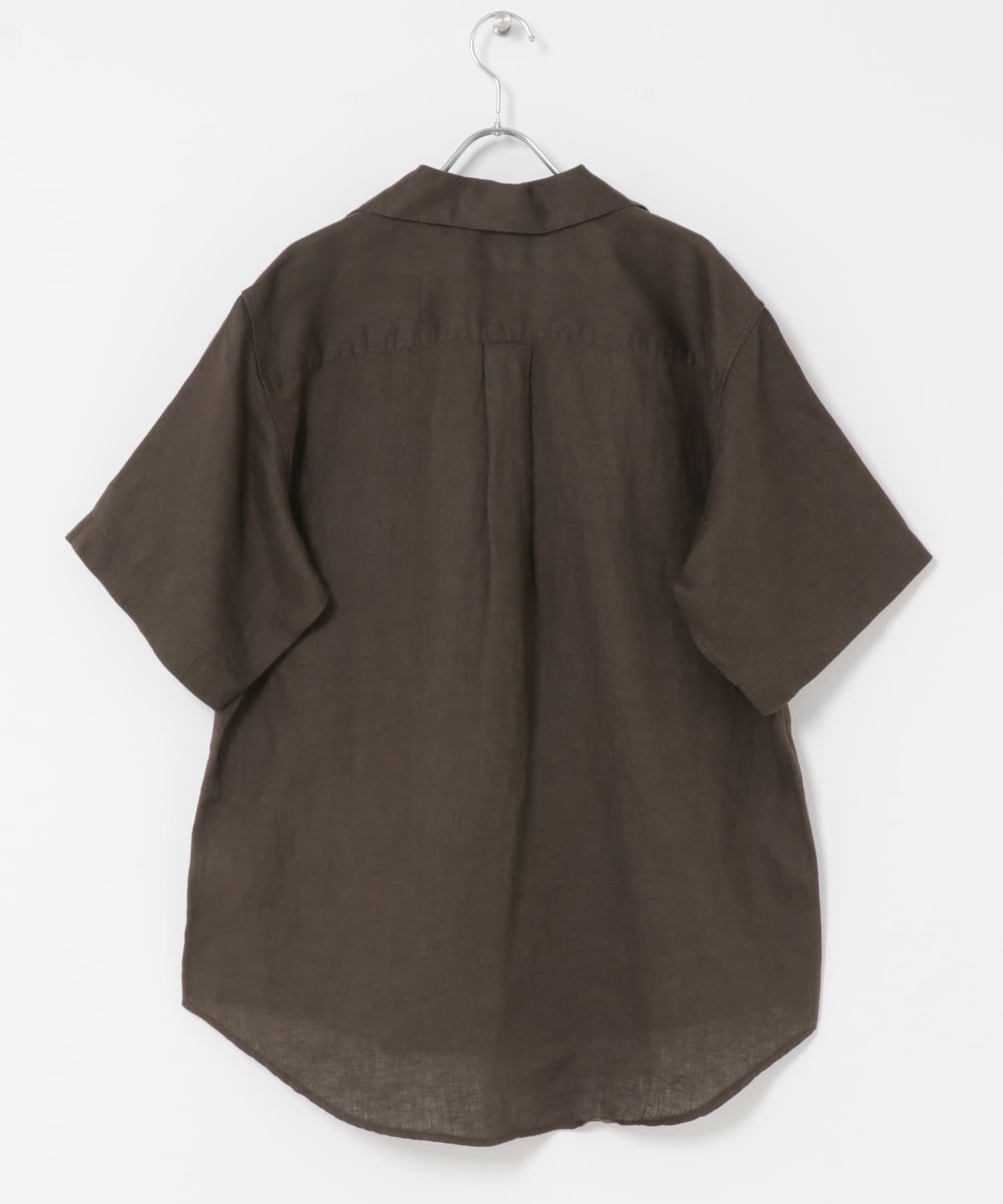 FORK&SPOON　フレンチリネンオープンカラーショートスリーブシャツ BROWN 4