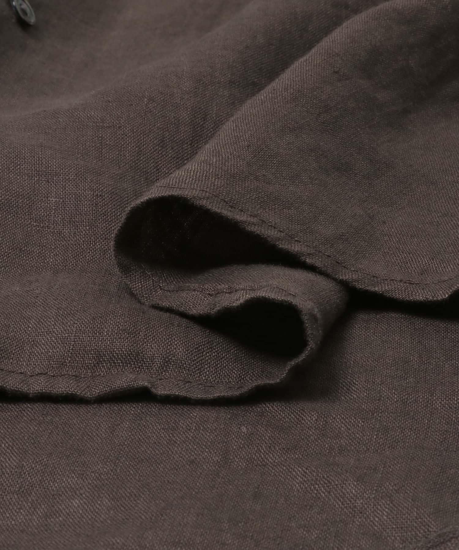 FORK&SPOON　フレンチリネンオープンカラーショートスリーブシャツ BROWN 4