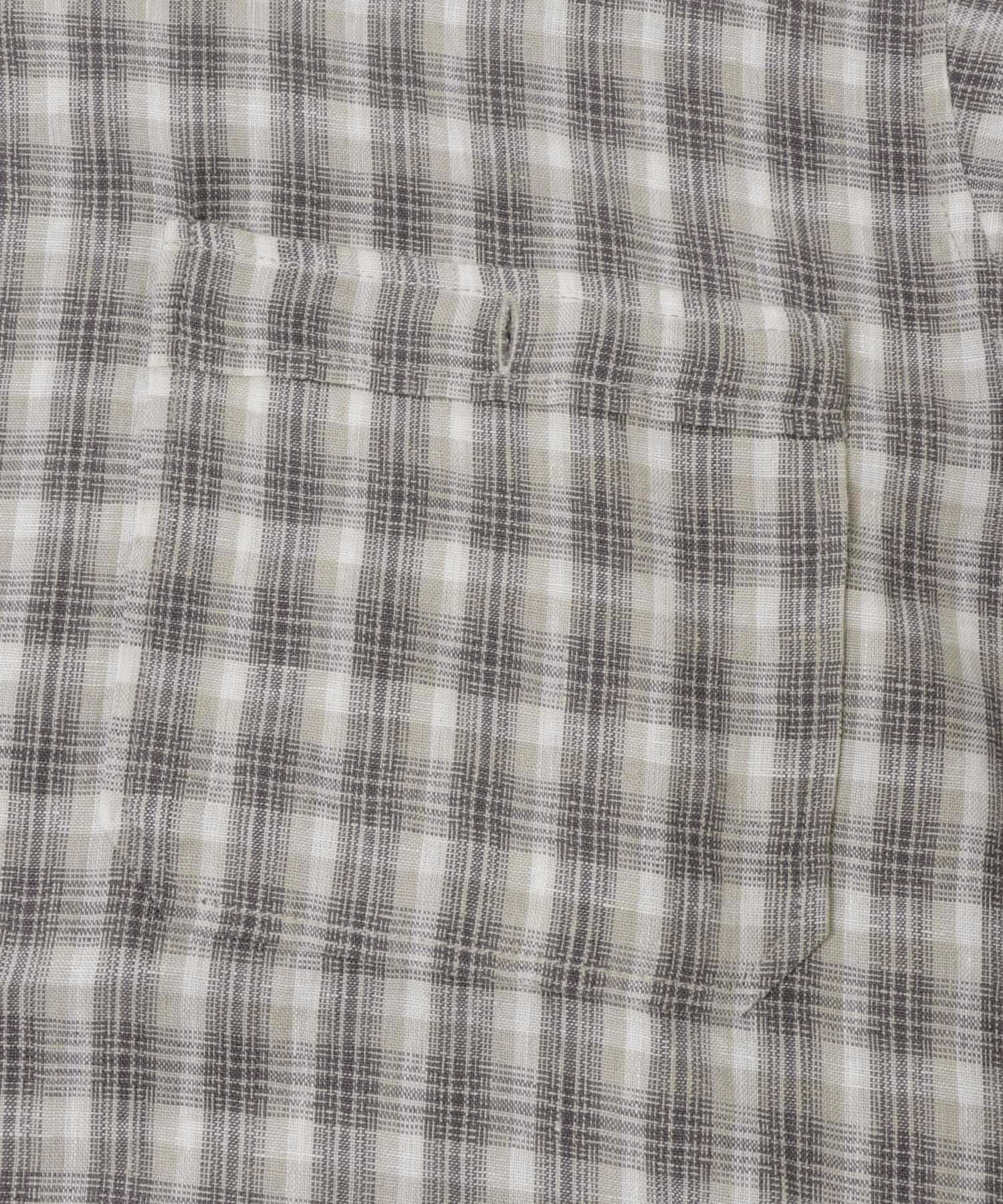 FORK&SPOON　フレンチリネンオープンカラーショートスリーブシャツ BEG CHK 4