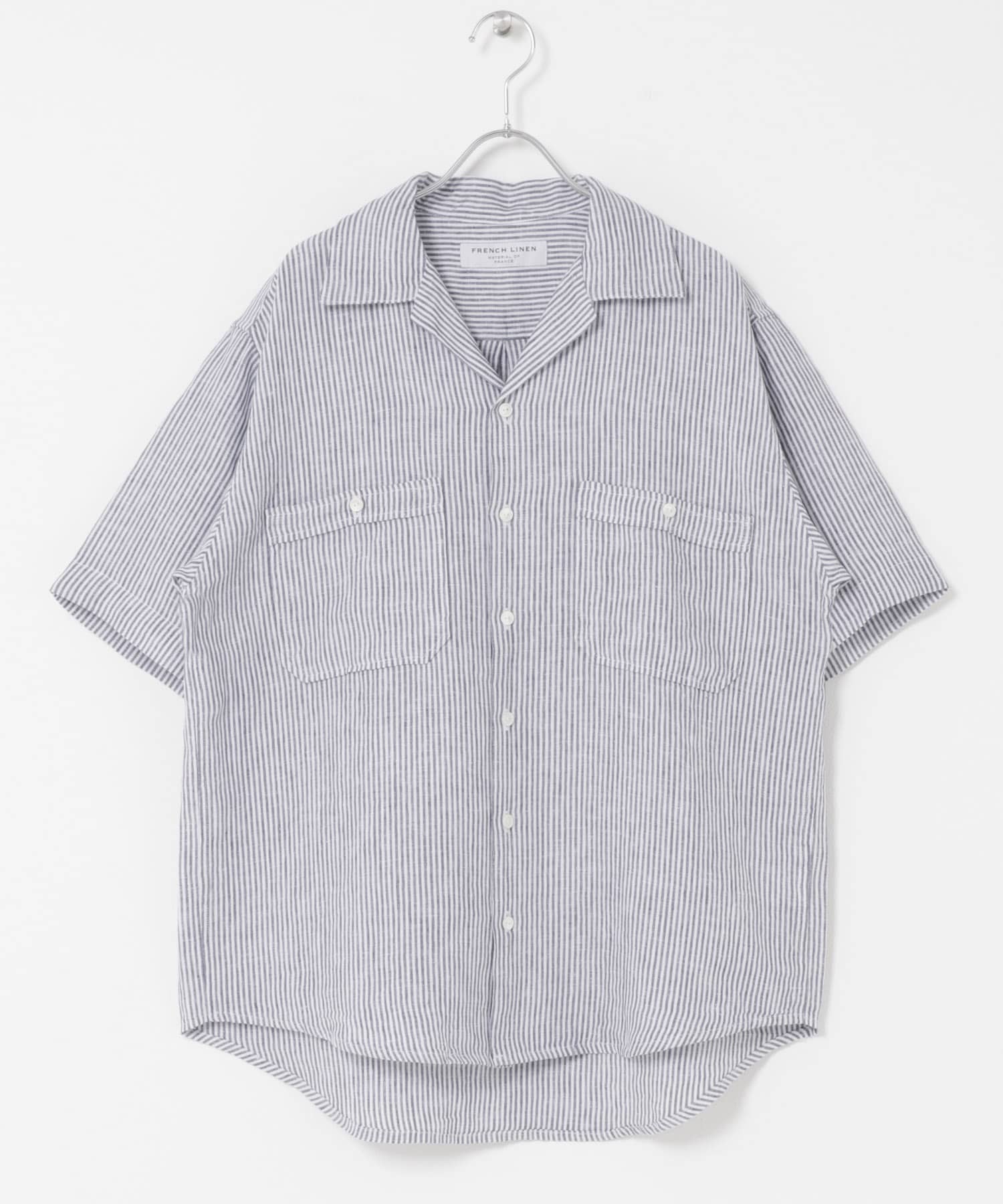 FORK&SPOON　フレンチリネンオープンカラーショートスリーブシャツ BLUE ST 4