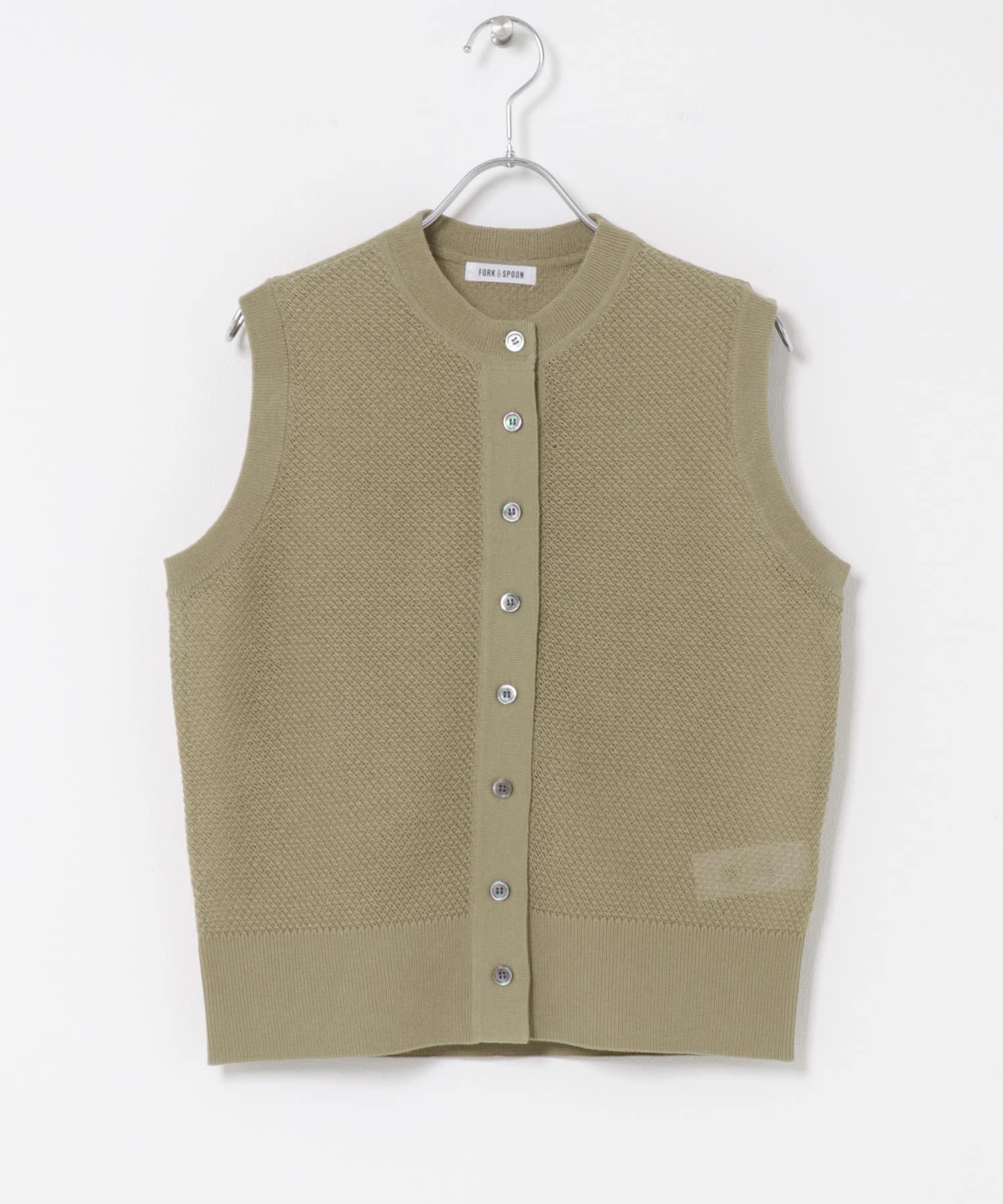 FORK&SPOON　フロントボタンニットベスト BEIGE 1