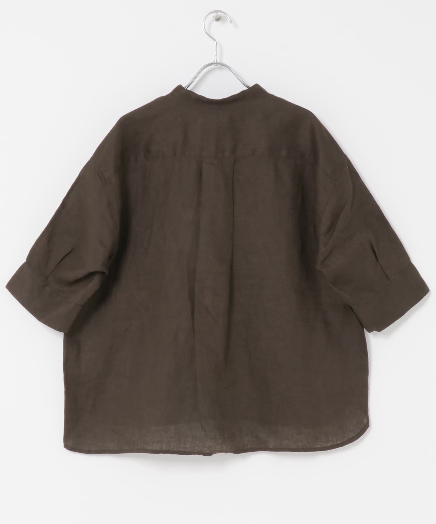 FORK&SPOON　フレンチリネンショートスリーブシャツ BROWN 1