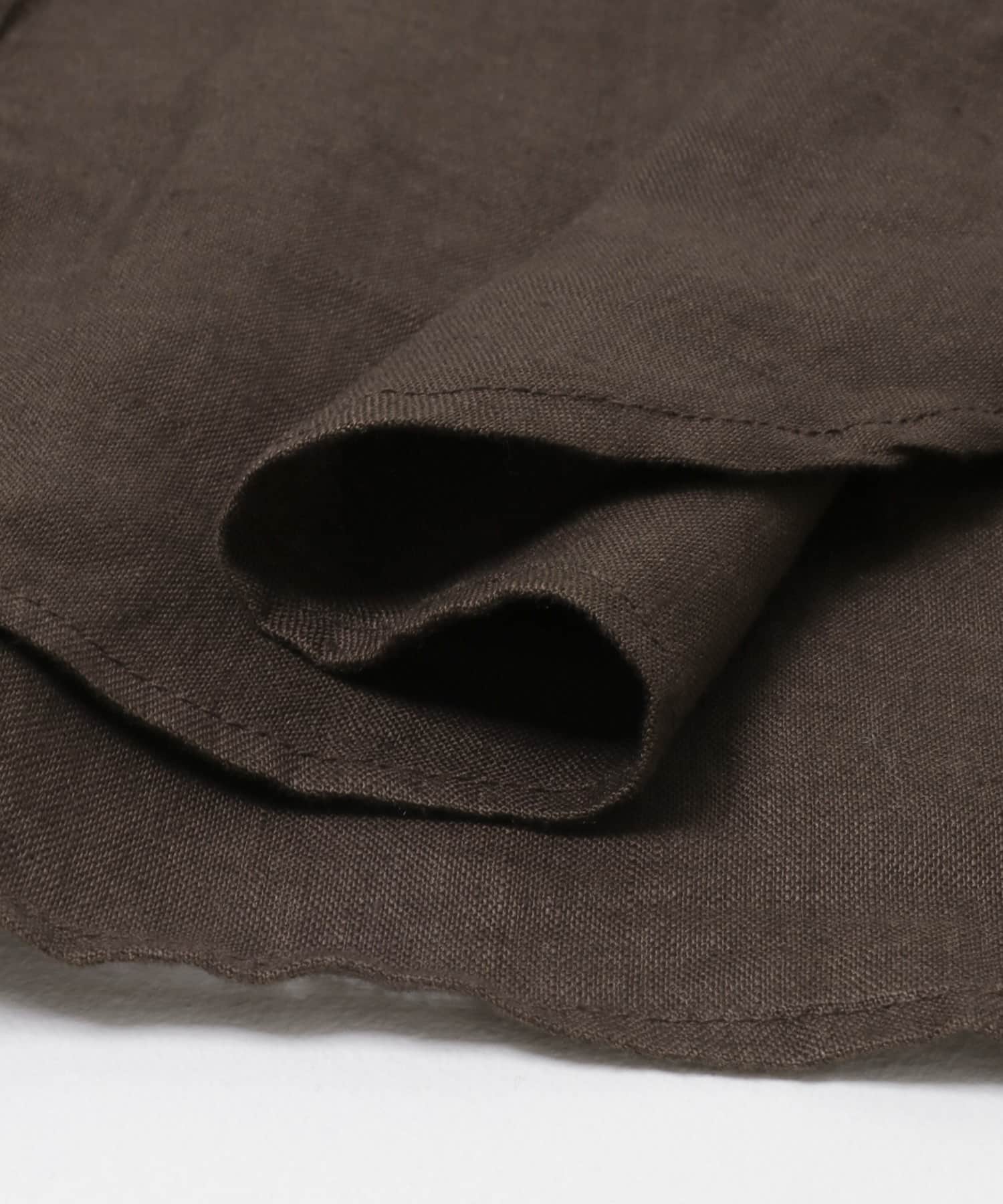 FORK&SPOON　フレンチリネンショートスリーブシャツ BROWN 1