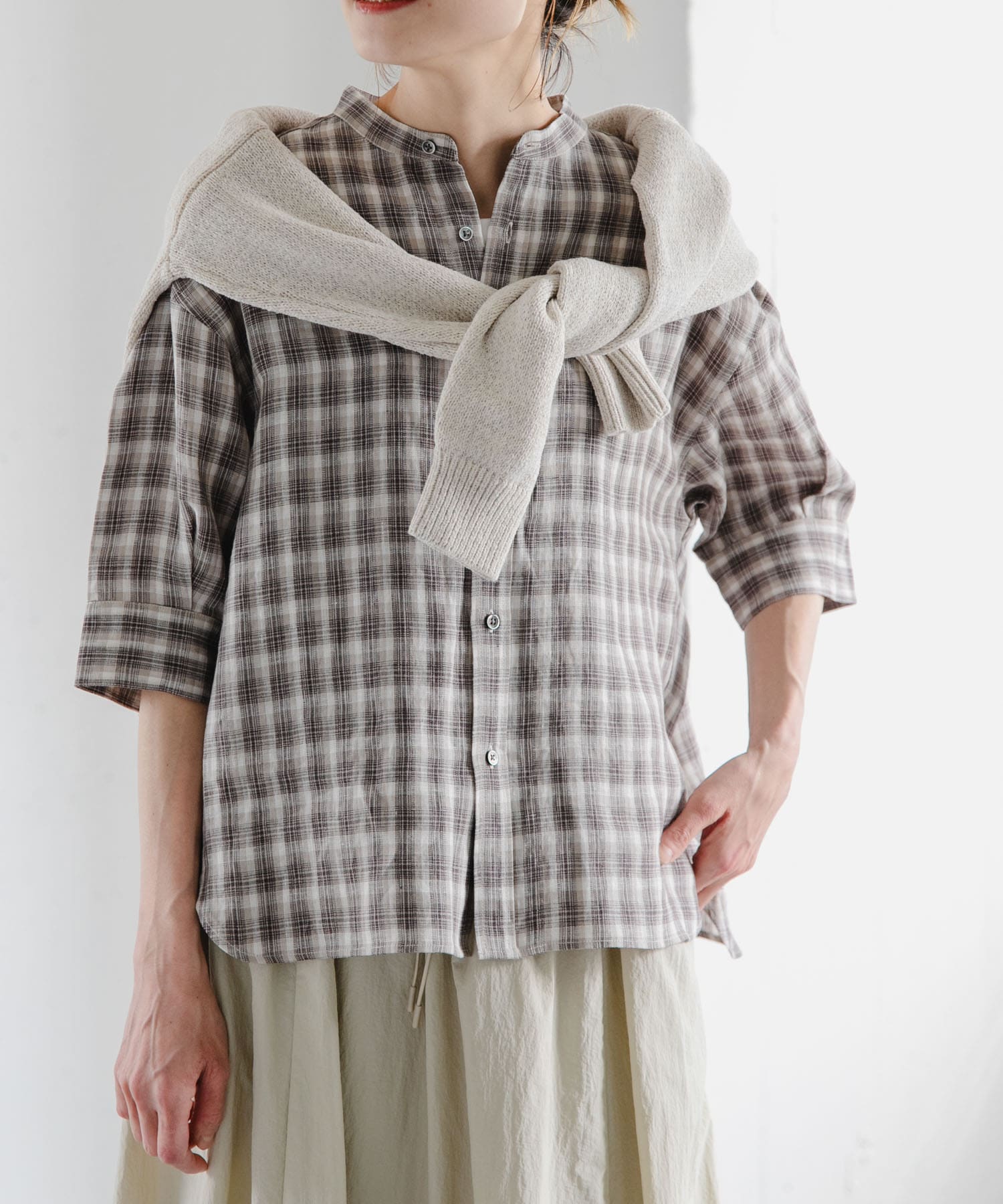 FORK&SPOON　フレンチリネンショートスリーブシャツ