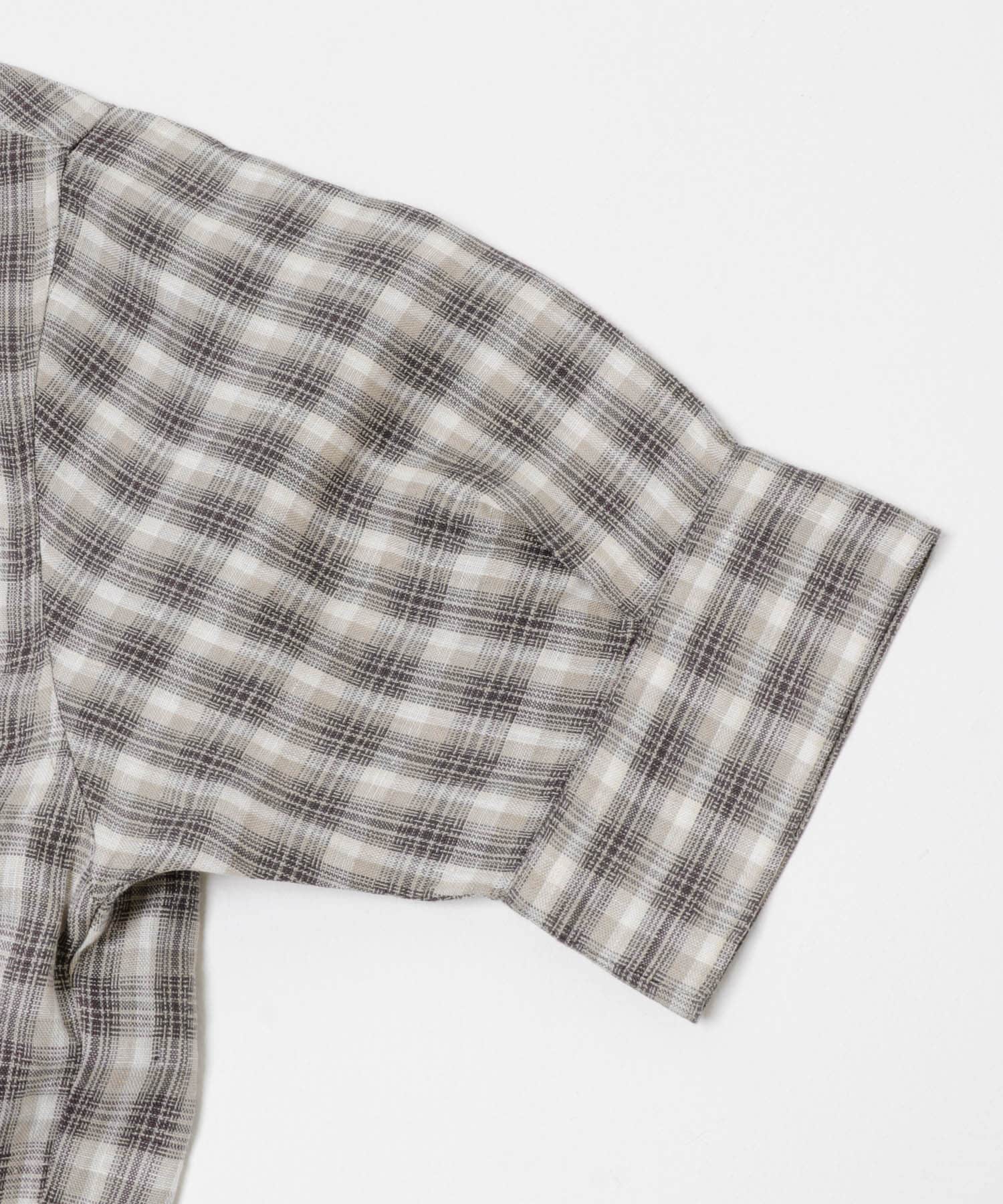 FORK&SPOON　フレンチリネンショートスリーブシャツ BEG CHK 1