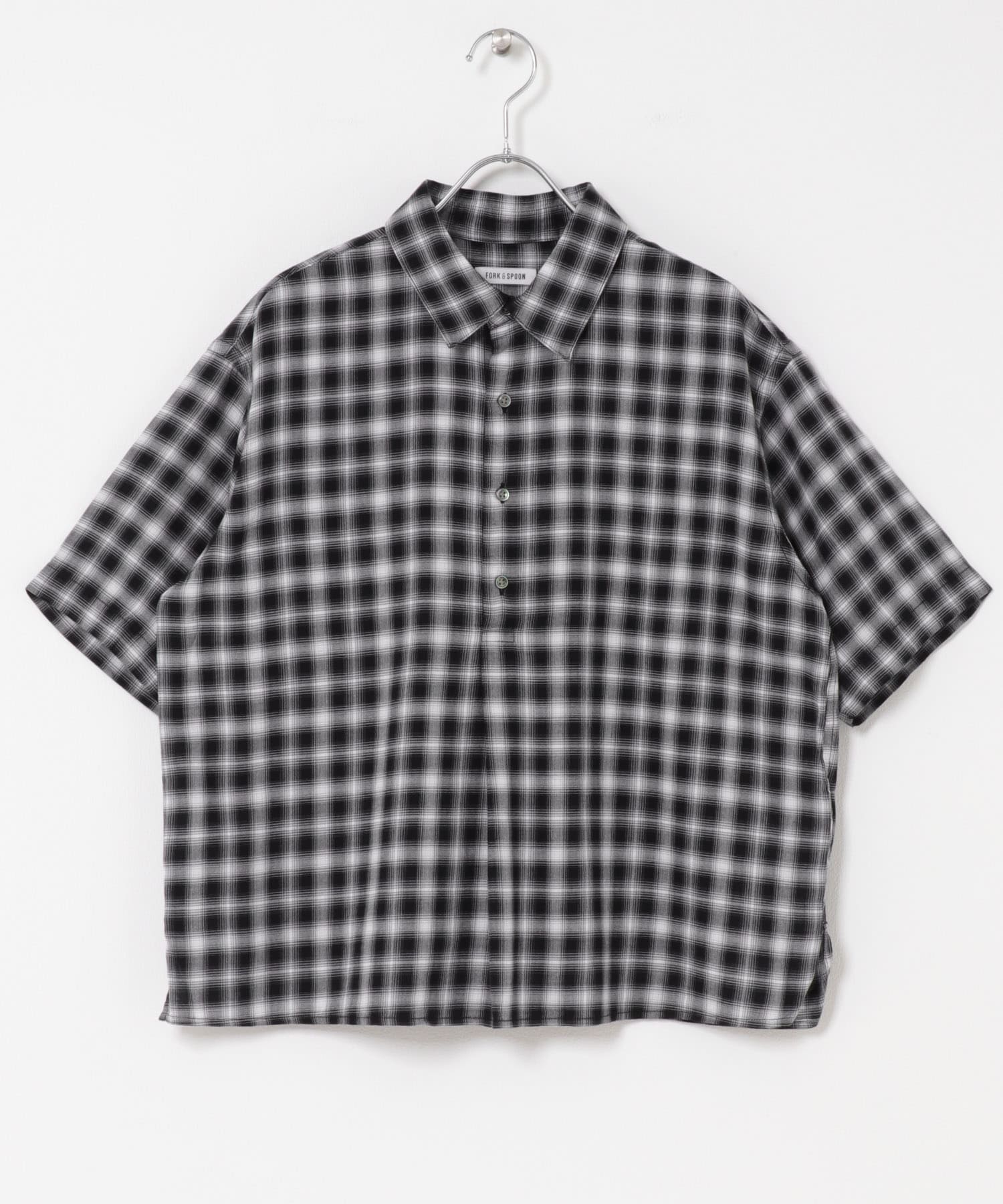 FORK&SPOON　コットンレーヨンチェックシャツ OFFｘBLK 1