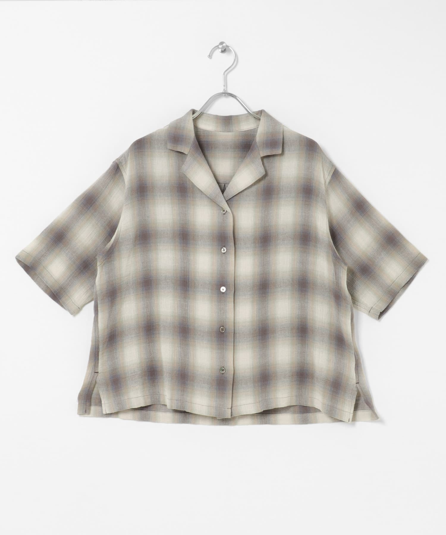 FORK&SPOON　メッシュチェックシャツ BROWN 1
