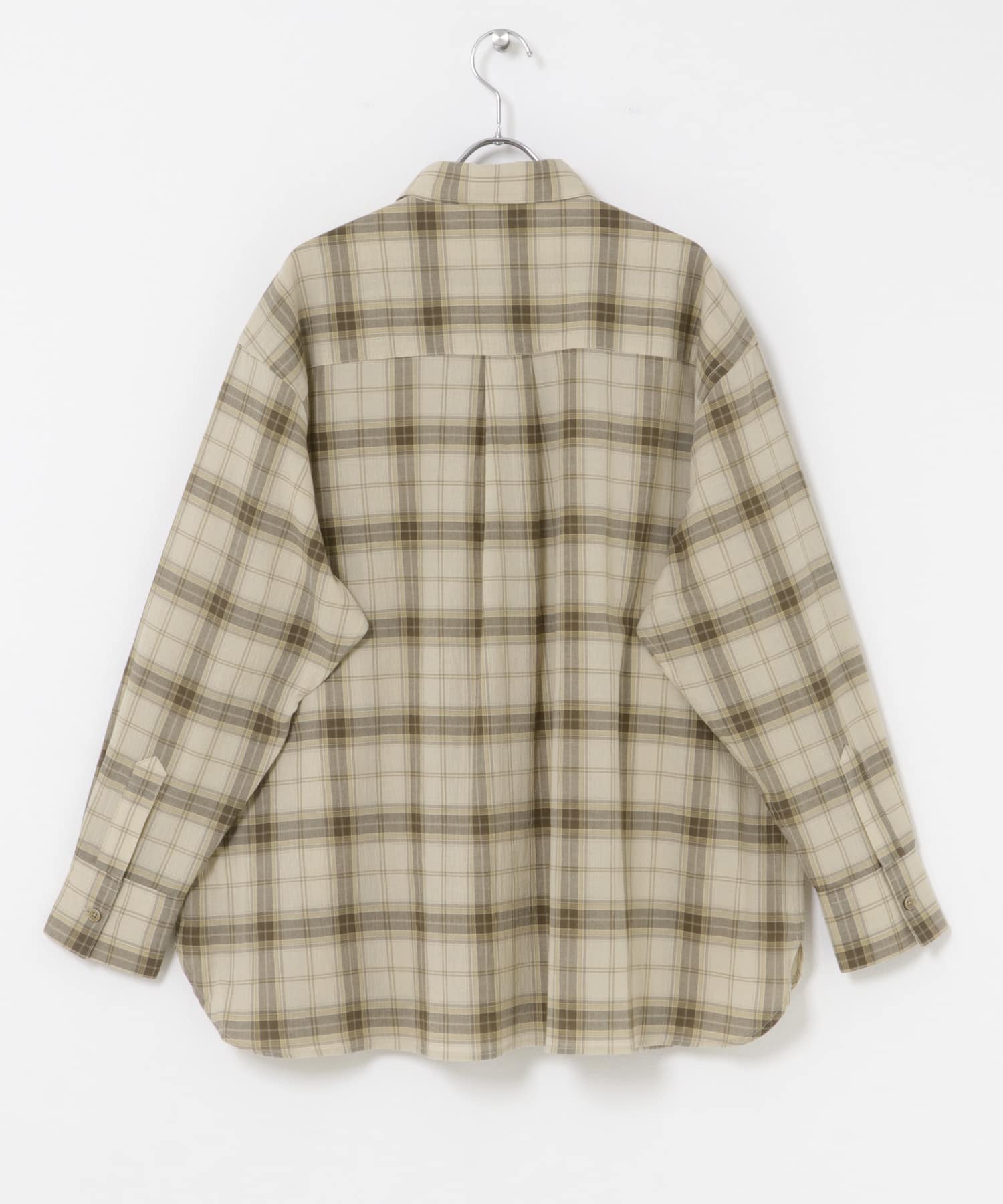 FORK&SPOON　シアーチェックシャツ BEIGE 1