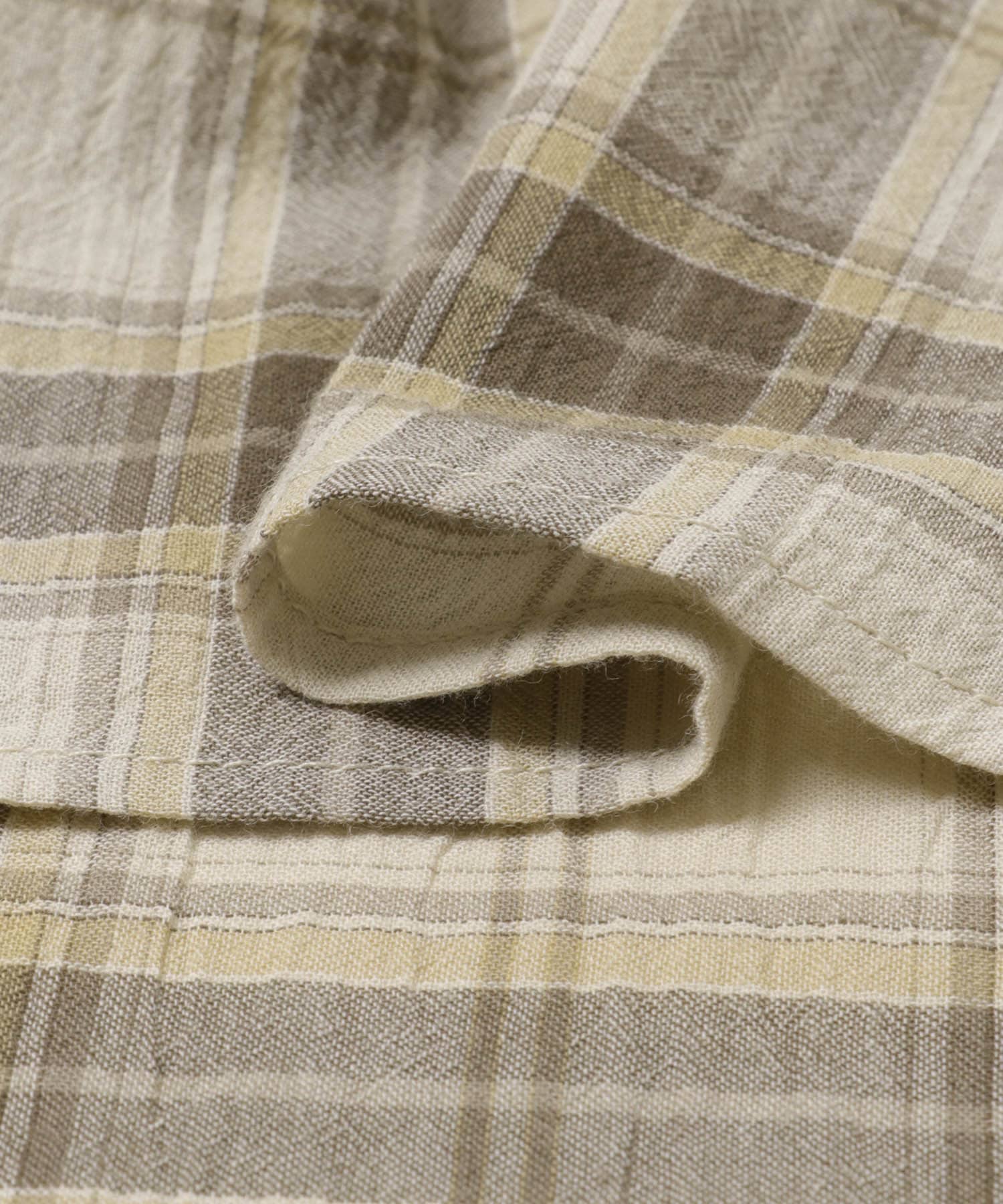 FORK&SPOON　シアーチェックシャツ BEIGE 1