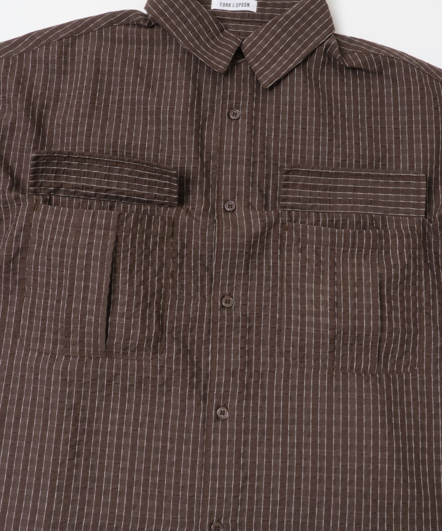 FORK&SPOON　シャドウチェックショートスリーブシャツ BROWN 1