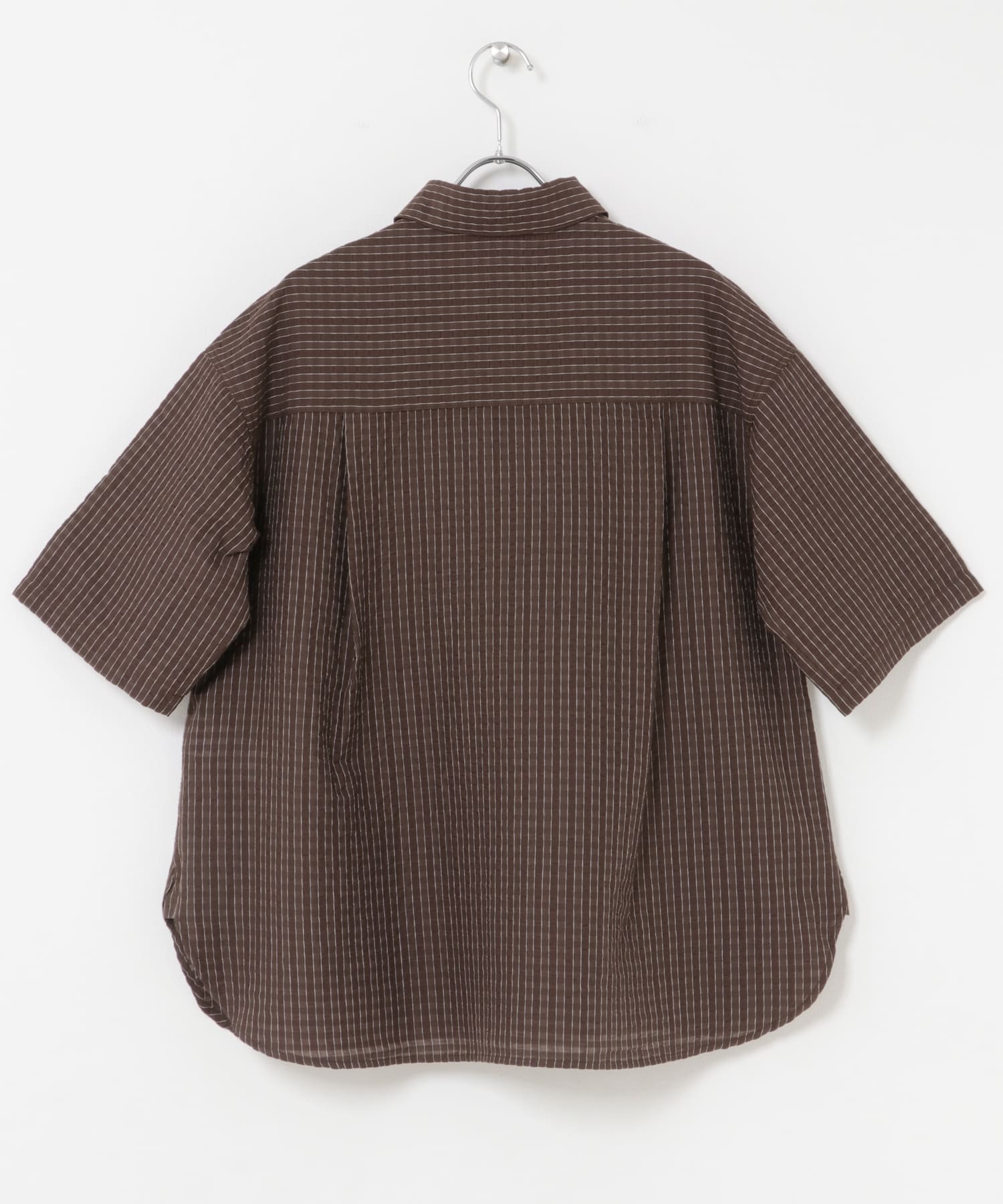 FORK&SPOON　シャドウチェックショートスリーブシャツ BROWN 1