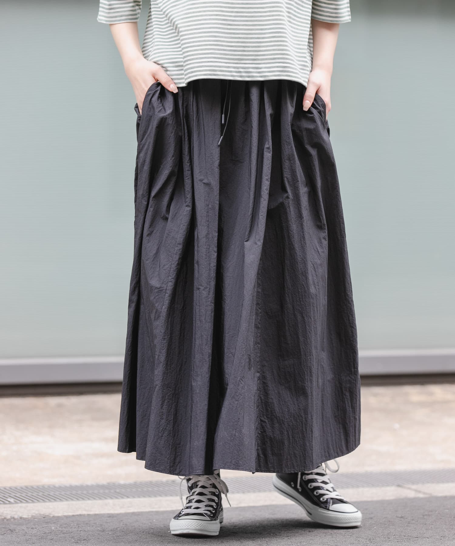 FORK&SPOON　ナイロンギャザースカート
