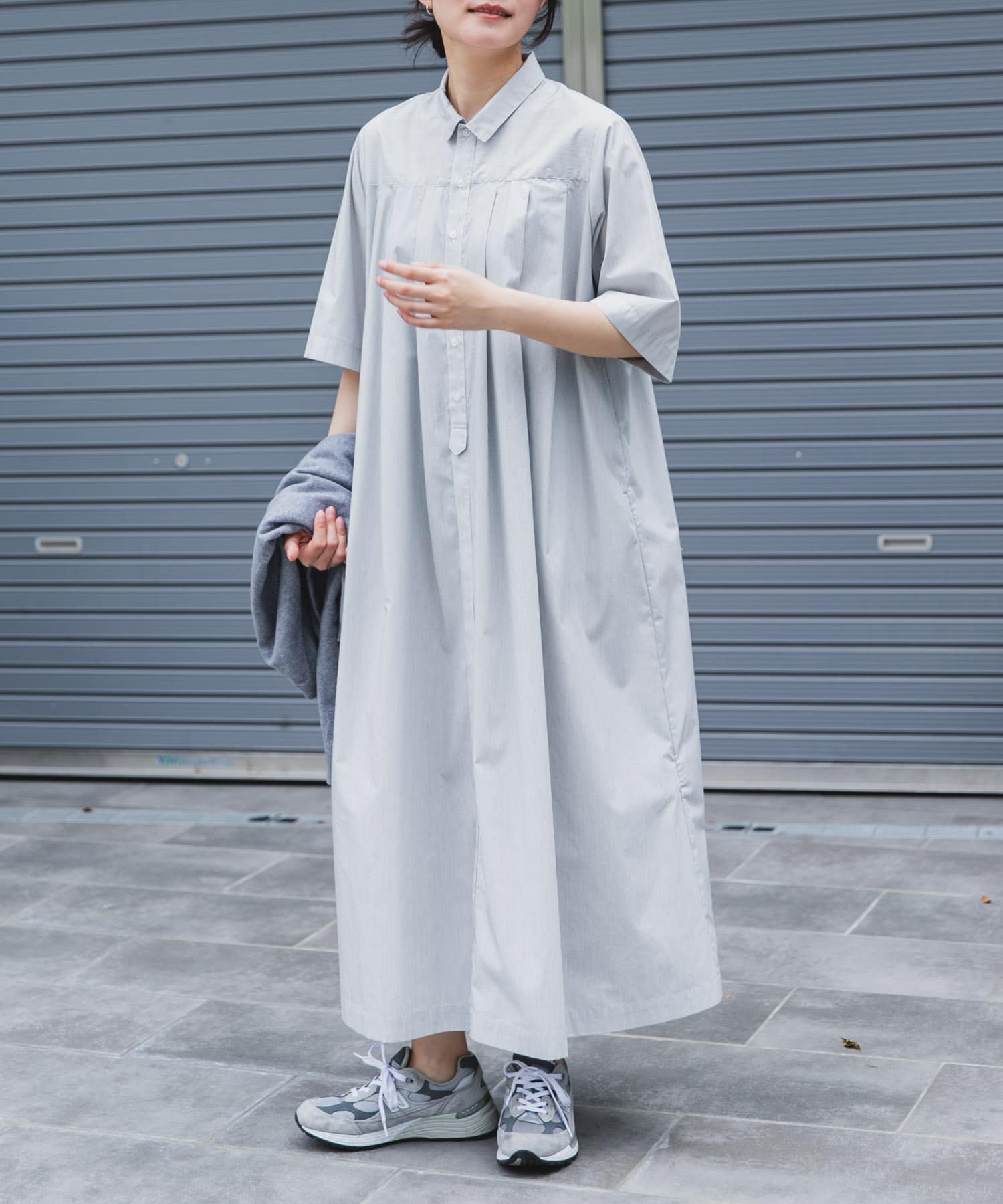 FORK&SPOON　タックシャツワンピース