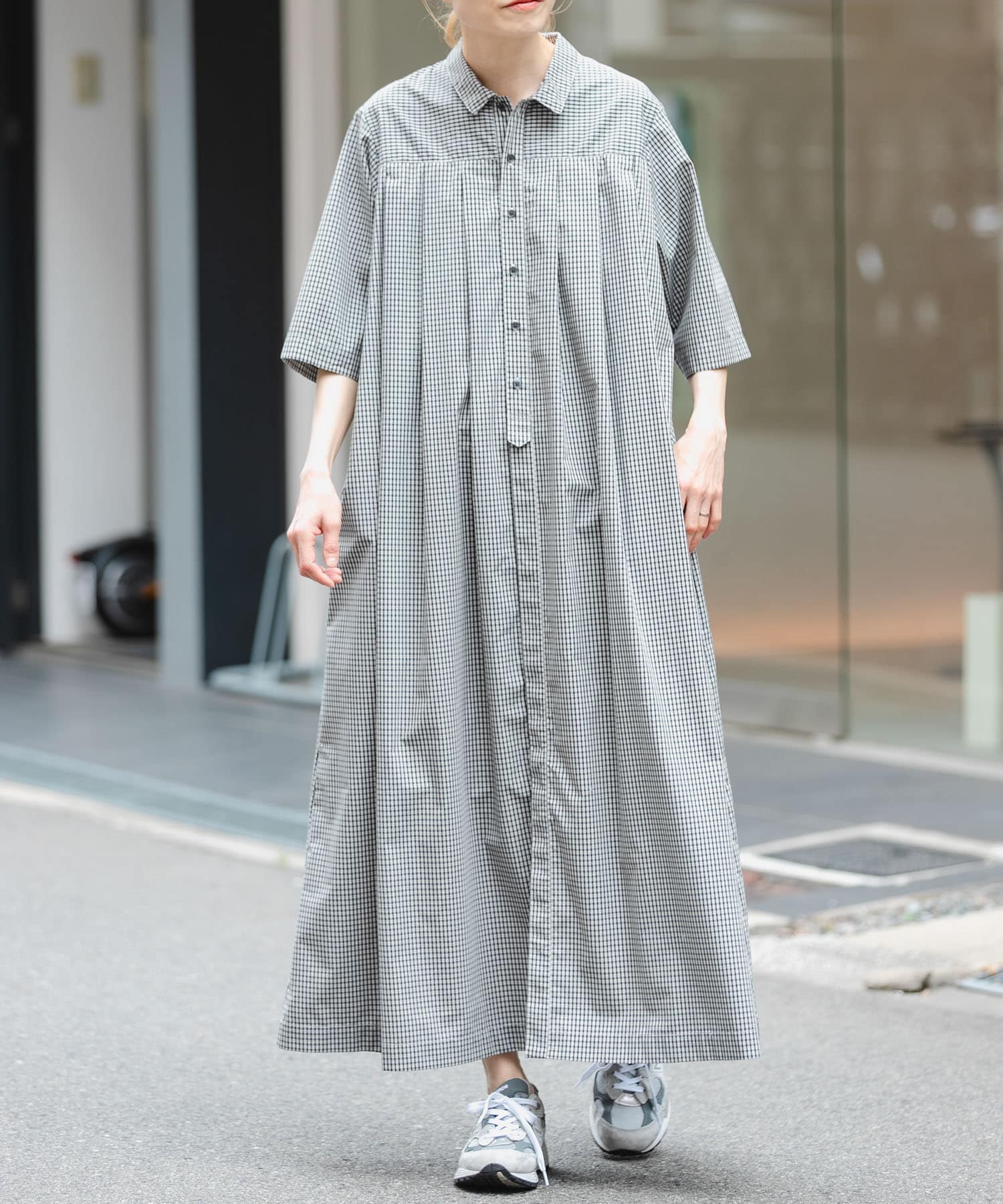 FORK&SPOON　タックシャツワンピース