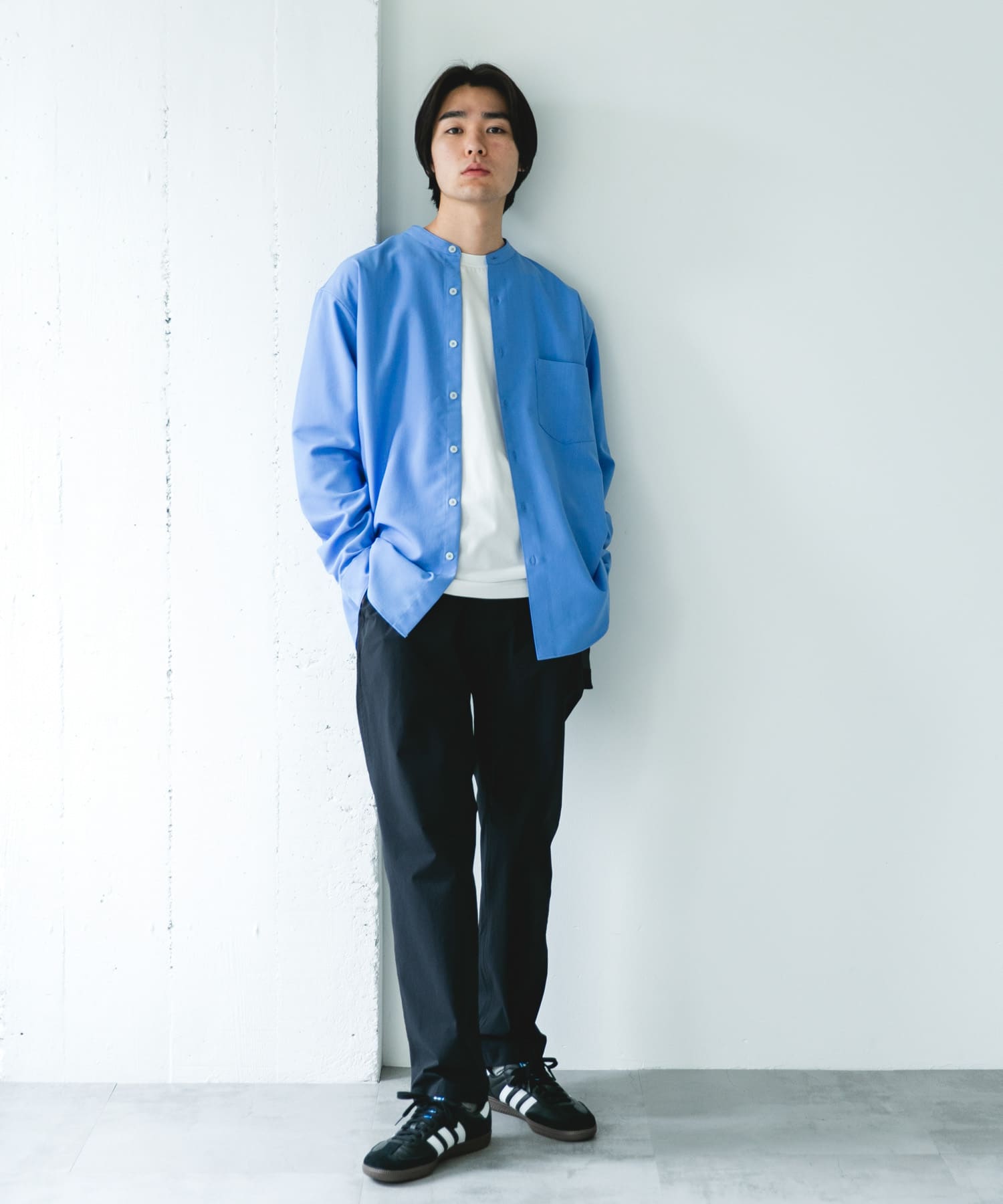 『XLサイズ/WEB限定』『吸水速乾』セオアルファバンドカラーロングスリーブシャツ ROYAL L